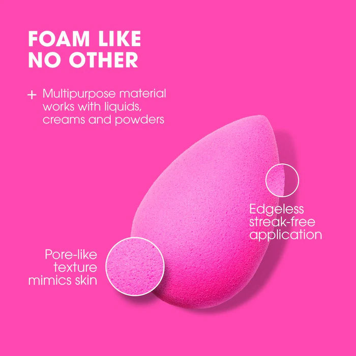 Classic Beautyblender Makeup Sponge - Professional Cosmetic Blender for Flawless Foundation & Concealer Application - Perfect for Everyday Makeup & On-the-Go Touch Ups