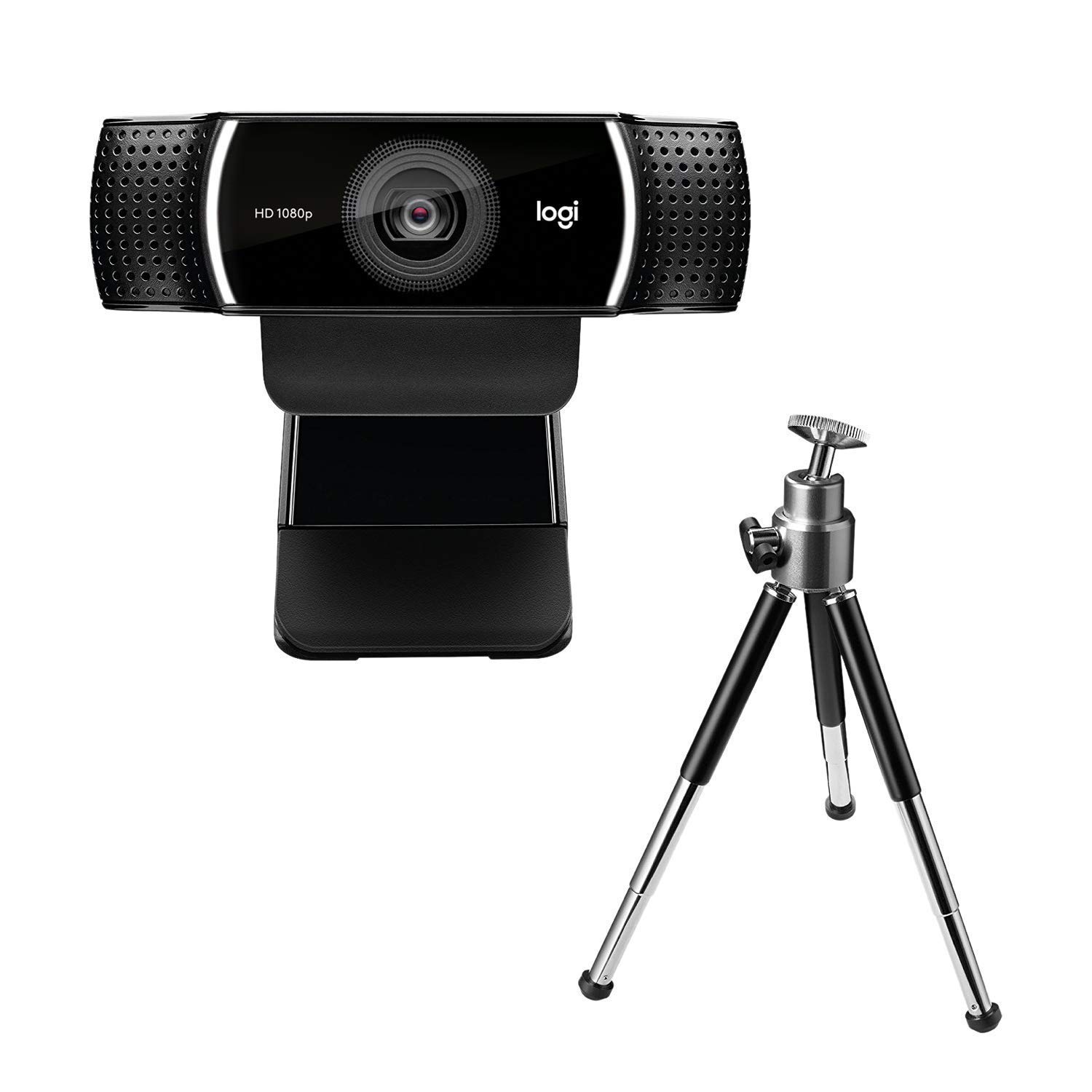 Logitech C922 Pro Stream Webcam with Tripod - Full HD 1080p Web Camera for Streaming, Gaming & Video Calls | Includes Free 3-Month XSplit License | Blue Snowball Ice USB Microphone Bundle for Podcasting & Recording (Black & White)
