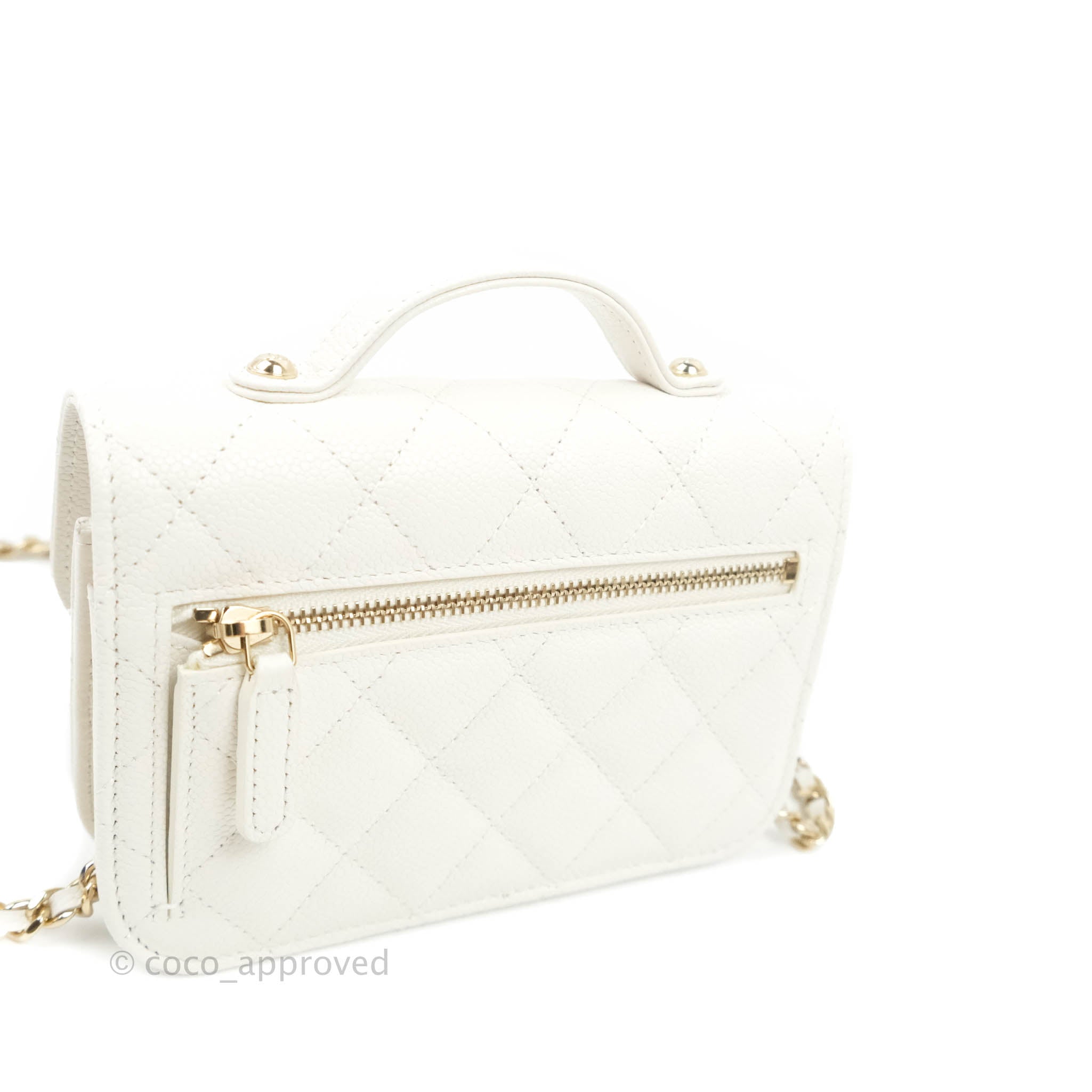 Chanel Business Affinity Clutch Bag with Chain - White Caviar Leather & Gold Hardware - Luxury Crossbody Bag for Women, Perfect for Work, Party & Evening Events