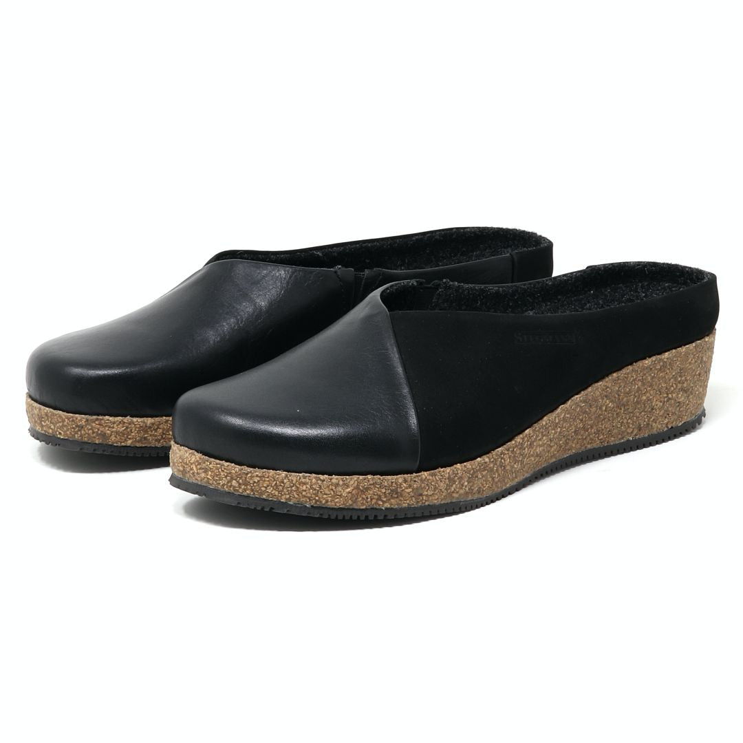Women's Elsa Leather & Nubuck Wedge Mule Slides - Comfortable Casual Shoes for Women, Perfect for Spring/Summer Outfits, Beach, Shopping & Daily Wear