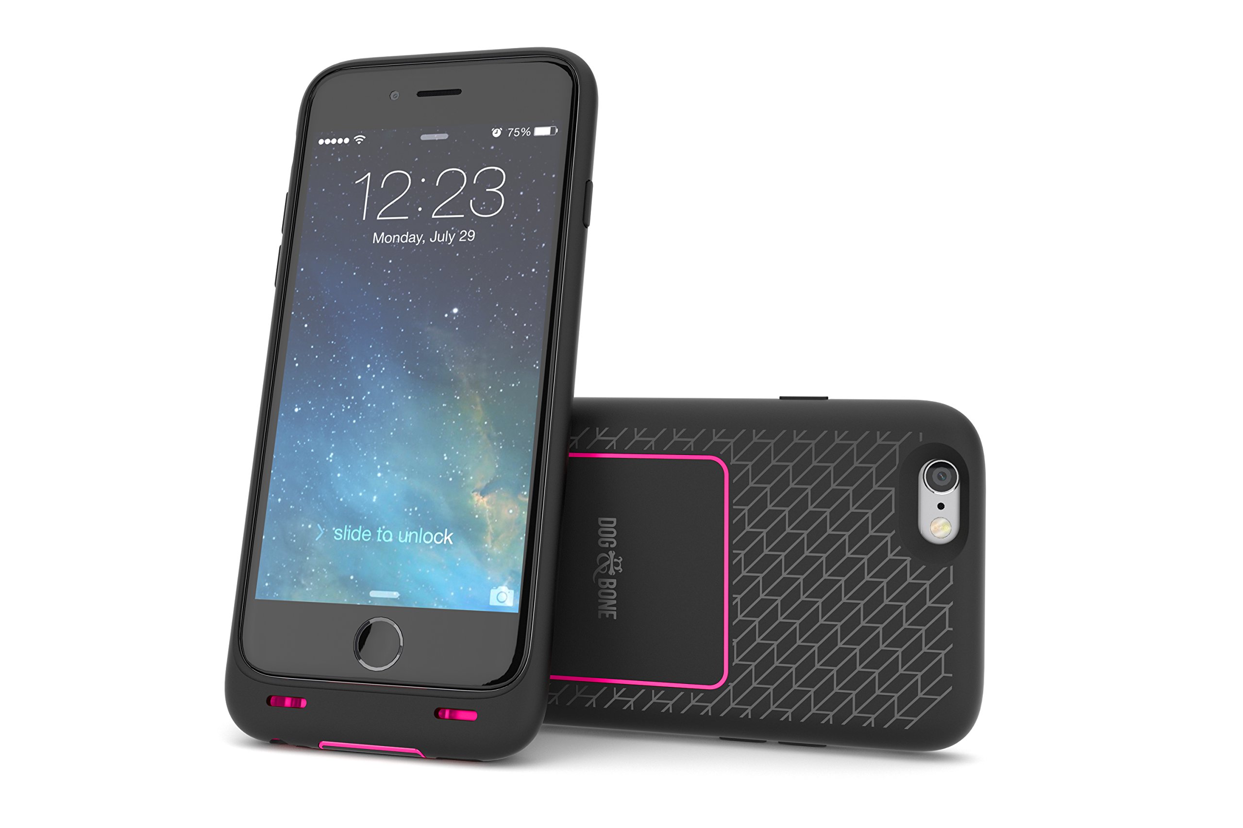 Wireless Charging iPhone 6/6s Case with Charge Pad - Dog & Bone Backbone Starter Pack (Black & Pink) | Perfect for Home, Office & Travel Use