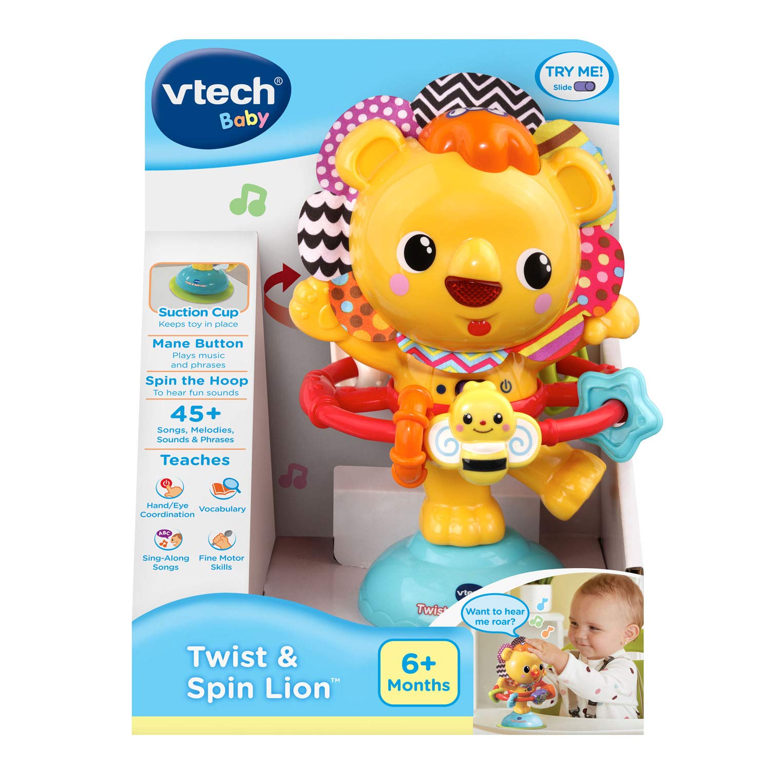VTech Twist and Spin Lion - Interactive Learning Toy for Toddlers | Educational Baby Toy with Lights, Sounds & Music | Perfect for Early Childhood Development & Playtime Fun