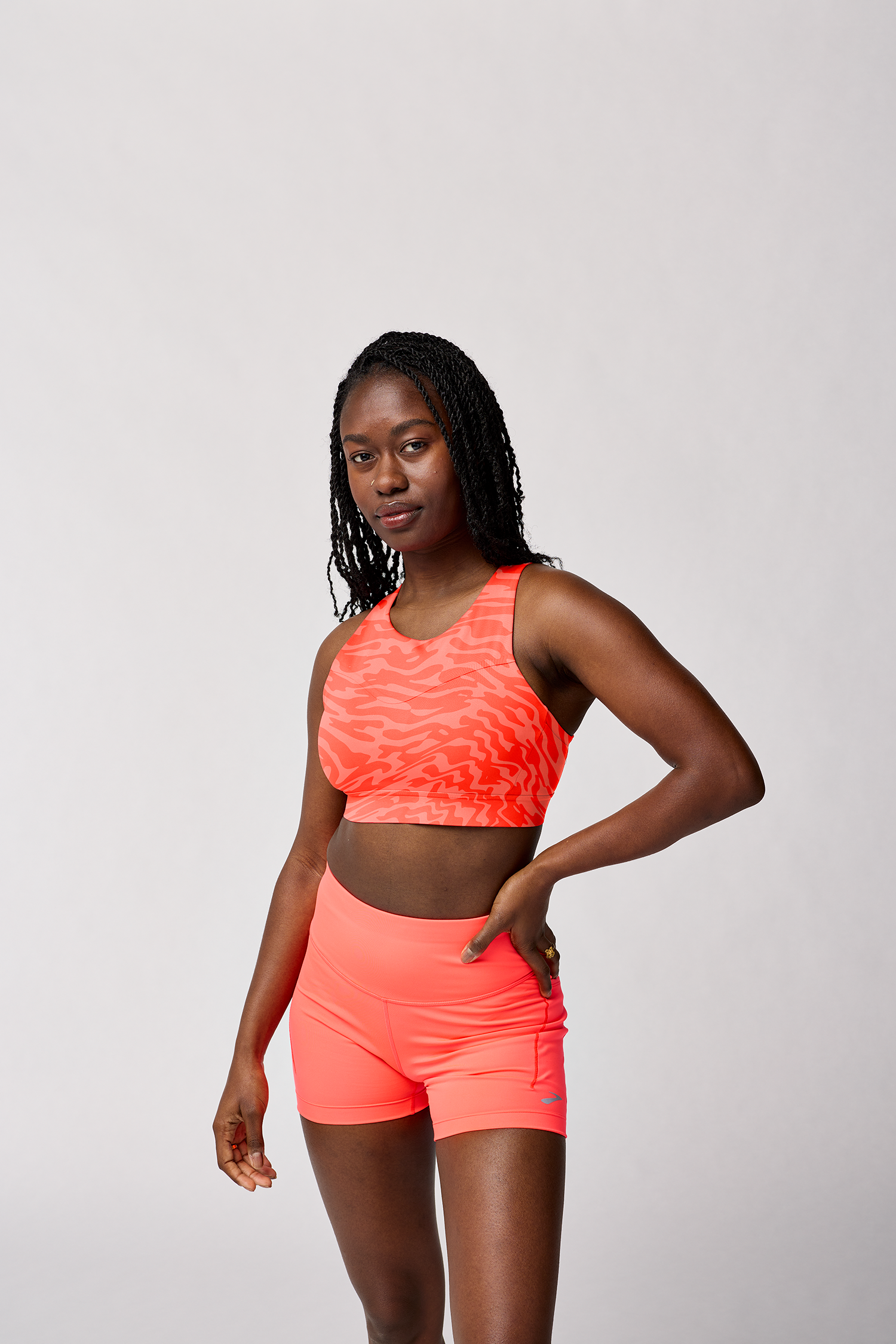 Women's Drive 3 Pocket Run Bra 622 - Neo Cayenne Speedscape Sports Bra for Running, Workout & Gym - High Support Breathable Activewear for Women