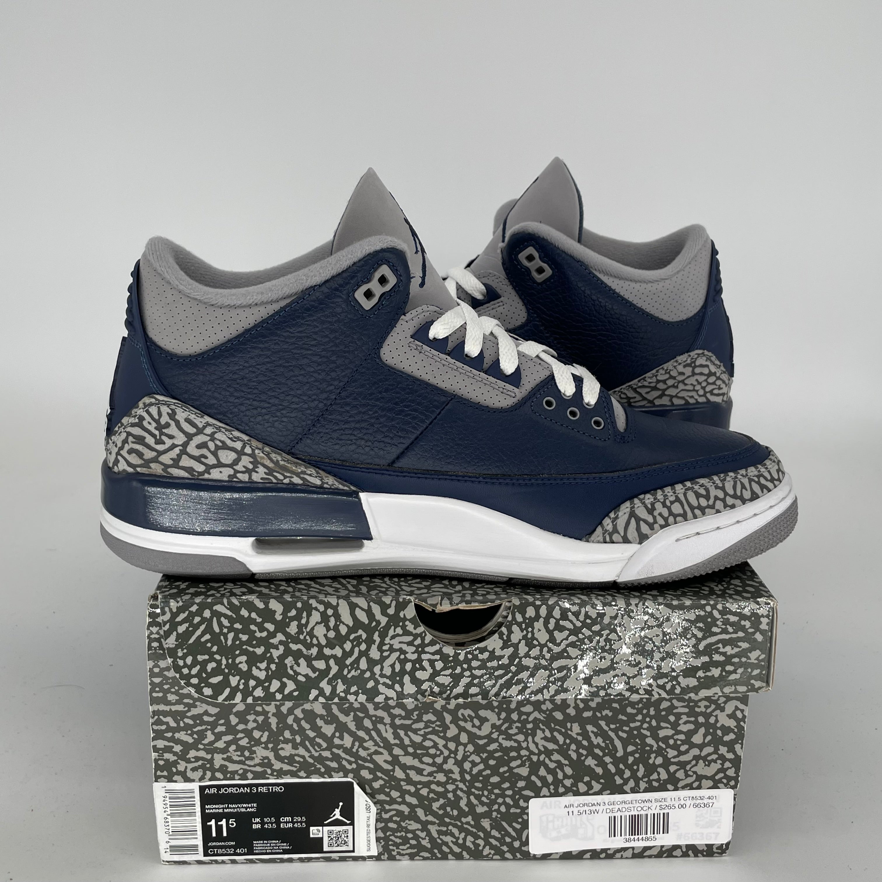 AIR JORDAN 3 GEORGETOWN Men's Basketball Shoes Size 11.5 - Retro Sneakers Style CT8532-401 for Casual Wear & Street Fashion