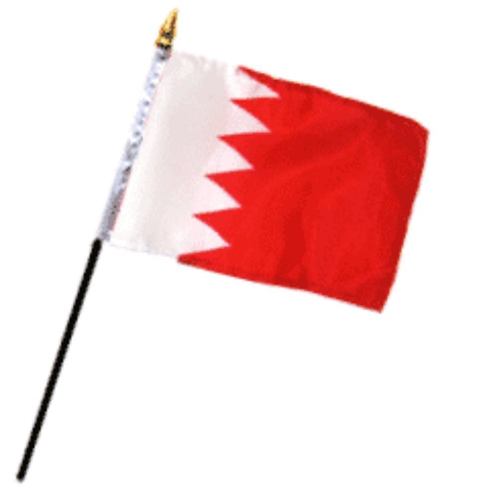 Bahrain 4x6 Inch Mini Desk Stick Flag - Set of 3 Small Handheld Flags for Office Decor, International Events, Sports Games & Patriotic Displays