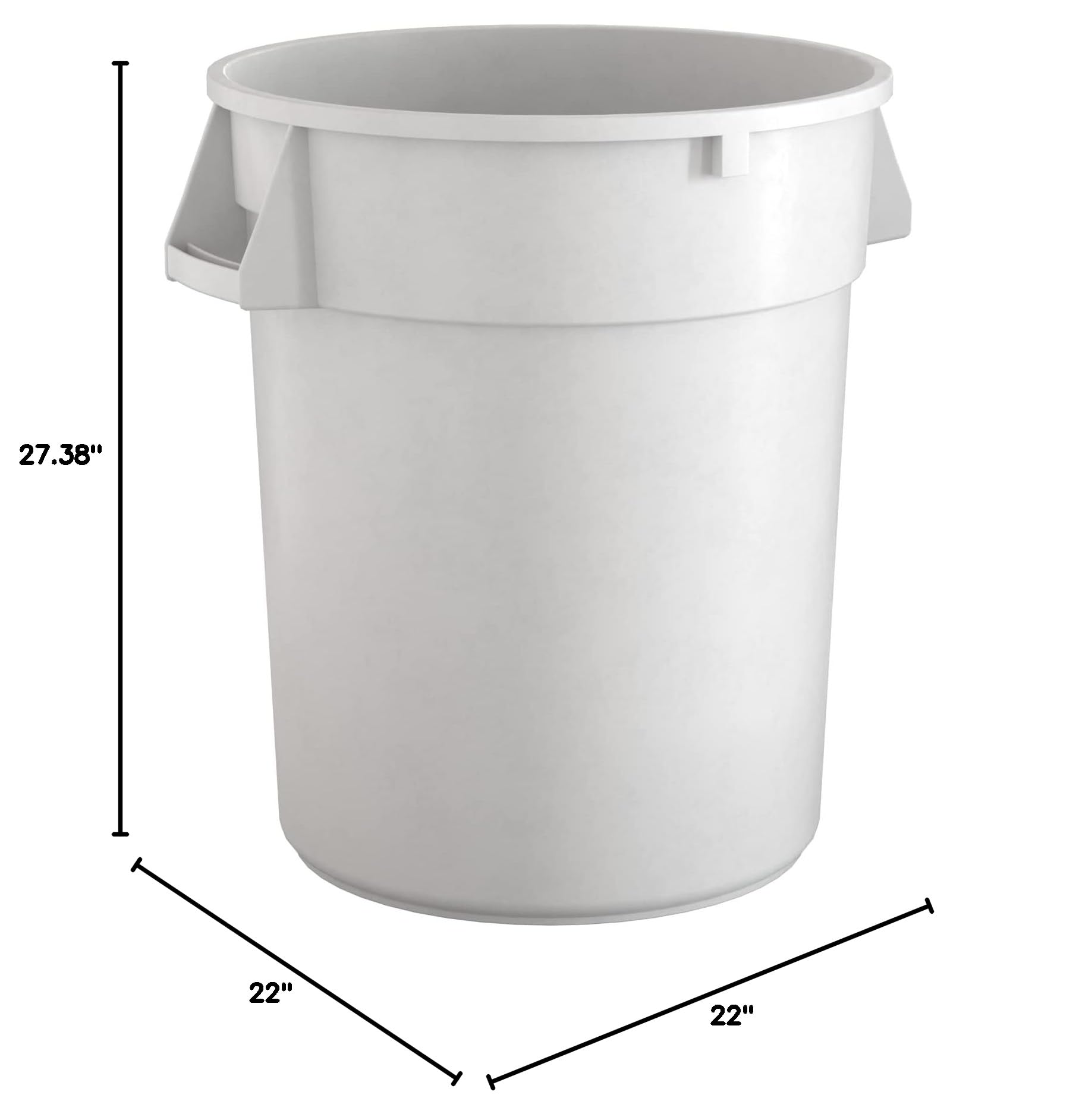 32 Gallon White Round Commercial Trash Can - Heavy Duty Large Capacity Waste Bin for Office, Restaurant, Kitchen & Outdoor Use