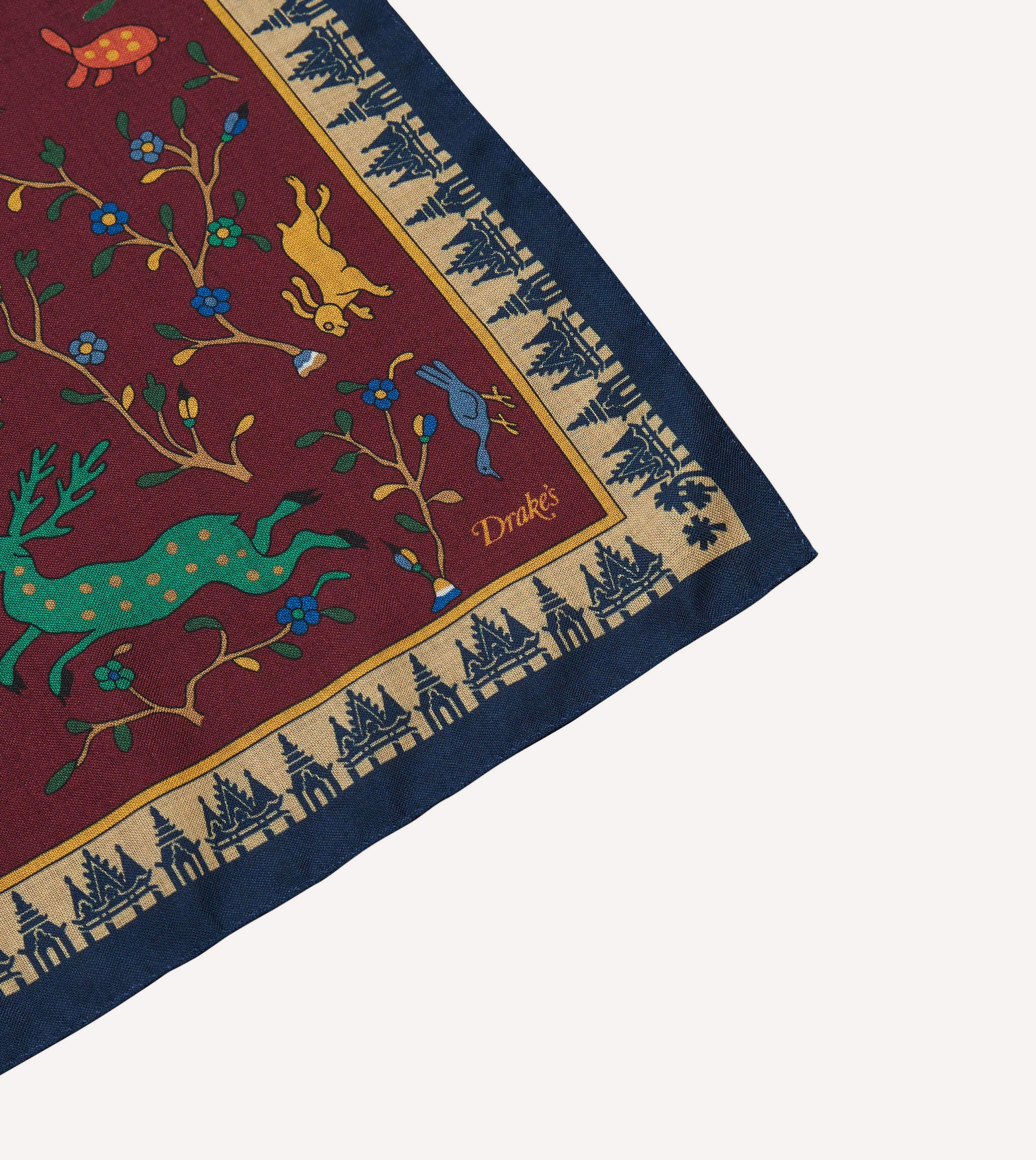 Stylish Red Mythical Animals Print Wool Silk Bandana Scarf - Fashionable Unisex Accessory for Outdoor Adventures, Travel, and Casual Wear