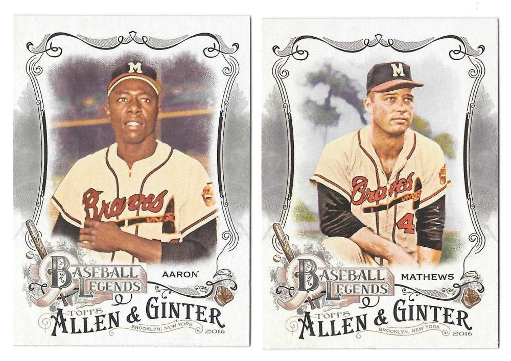 2016 Topps Allen and Ginter Baseball Legends - Milwaukee Braves Team Set Baseball Cards | Vintage Sports Collectibles for Fans & Investors | Perfect for Display, Trading, and Memorabilia Collections