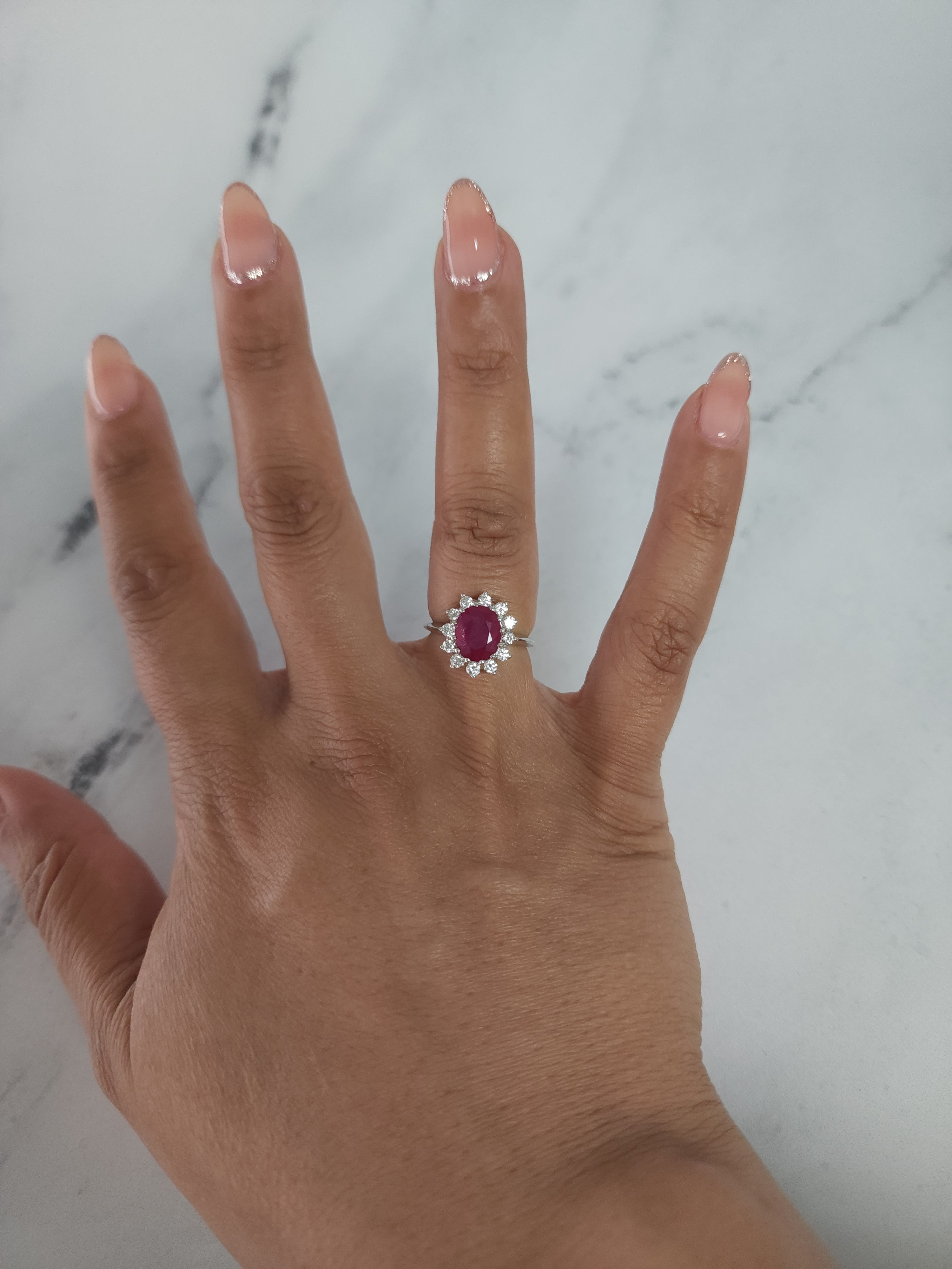 **3.14cttw Ruby & Diamond Engagement Ring in 14K White Gold – Perfect for Proposals, Anniversaries & Special Occasions**