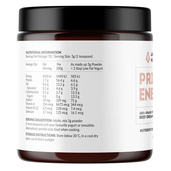Ancestral Nutrition Primal Energy Supplement for Women - 100g Natural Energy Booster | Supports Focus & Vitality | Perfect for Busy Moms, Athletes & Professionals