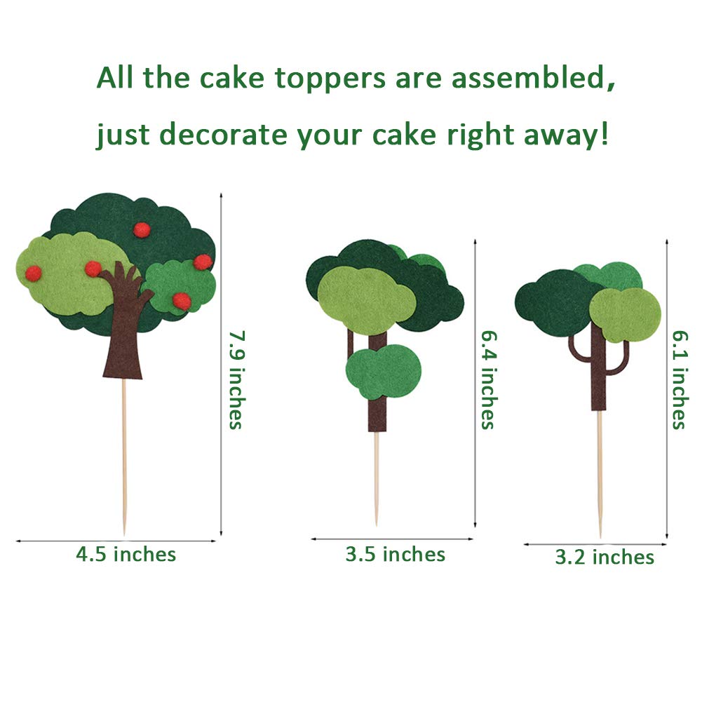 Handmade Woodland Green Trees Cake Topper - Forest Theme Cake Decorations for Birthday, Baby Shower & Kids Party Supplies | Perfect for Wedding, Baby Shower, Birthday Cakes and DIY Dessert Decorations