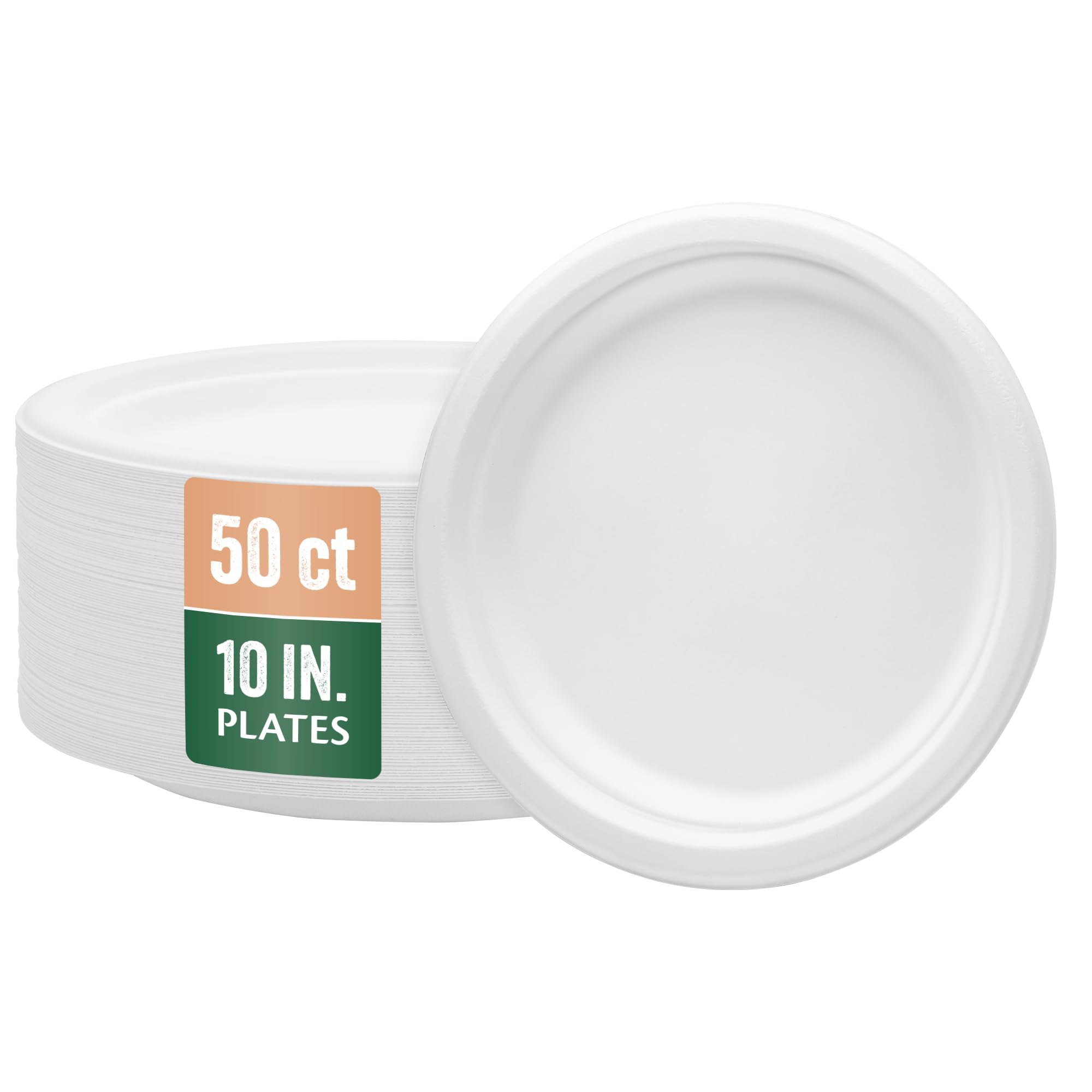 Nicole Home Collection 100% Compostable Heavy Duty 10-Inch Disposable Paper Plates - 600 Count | Eco-Friendly Biodegradable Bagasse Made from Natural Sugarcane Fiber | Perfect for Parties, Picnics, BBQs & Sustainable Dining