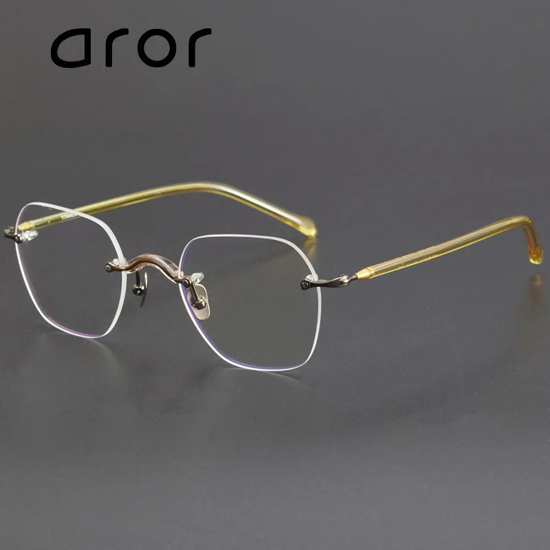 Aror Women's Rimless Flat Top Square Titanium Eyeglasses 49122 - Lightweight & Durable Titanium Frame for Everyday Wear, Office, and Reading Glasses