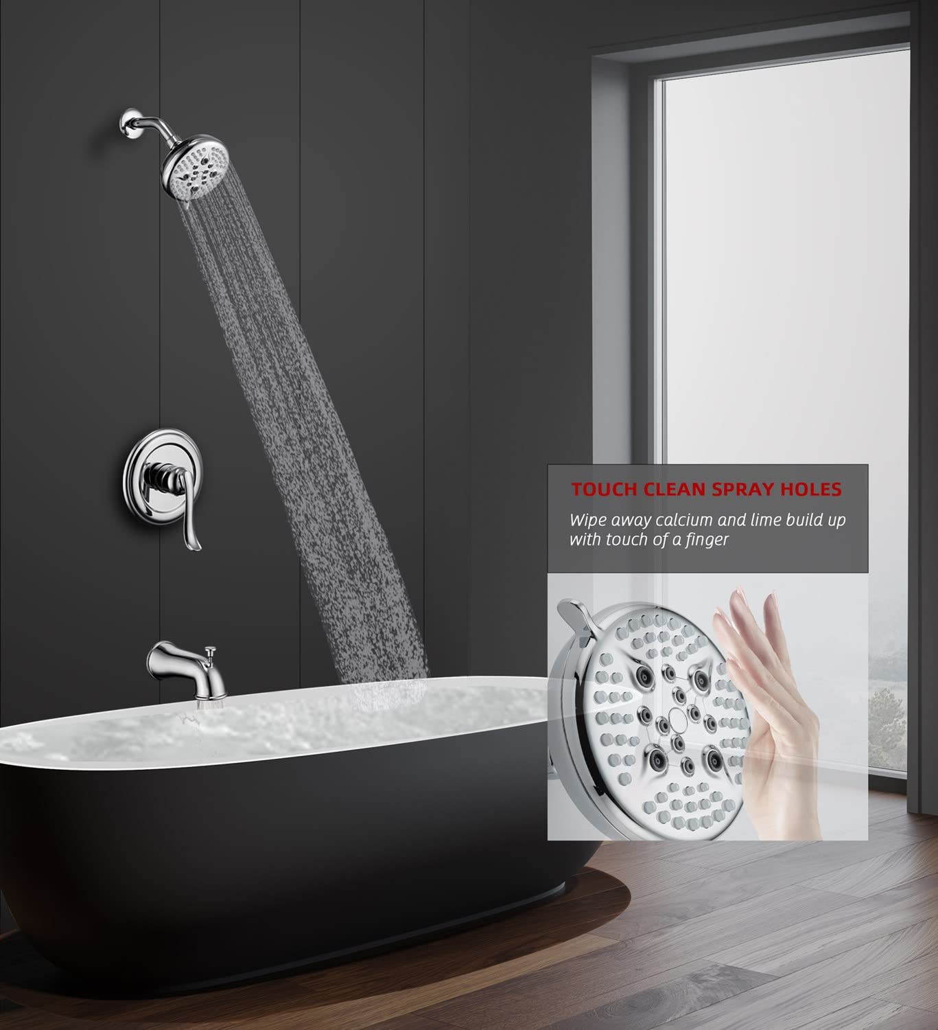 Premium Chrome Single Handle Shower System with Tub Spout - Rain Mixer Shower Faucet Combo Set with Valve for Modern Bathroom Renovation | Perfect for Spa-Like Showers and Relaxing Baths