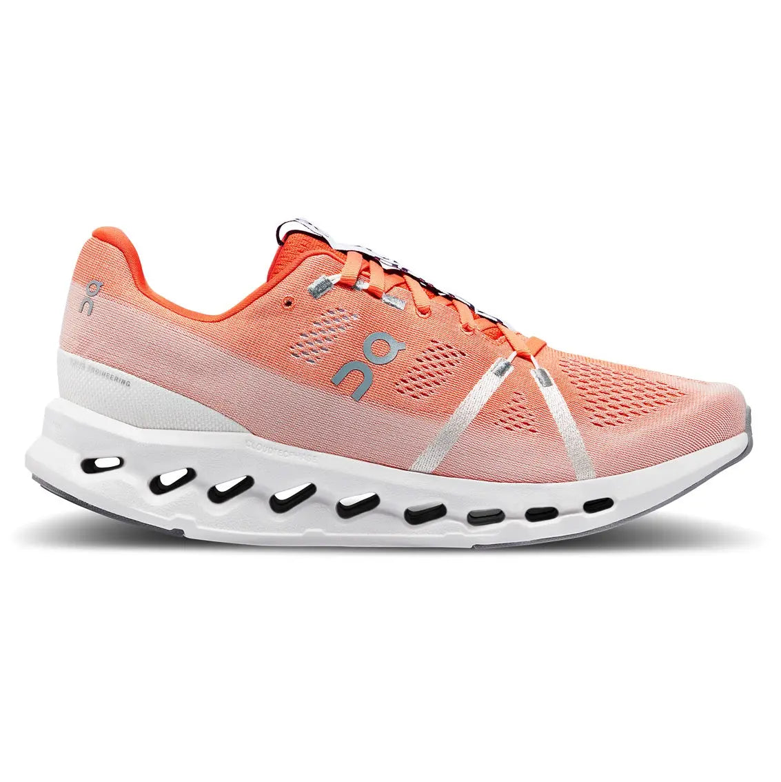 Men's On Running Cloudsurfer 7 Running Shoes - Flame/White Color | Lightweight Cushioned Sneakers for Jogging, Gym Workouts & Daily Wear