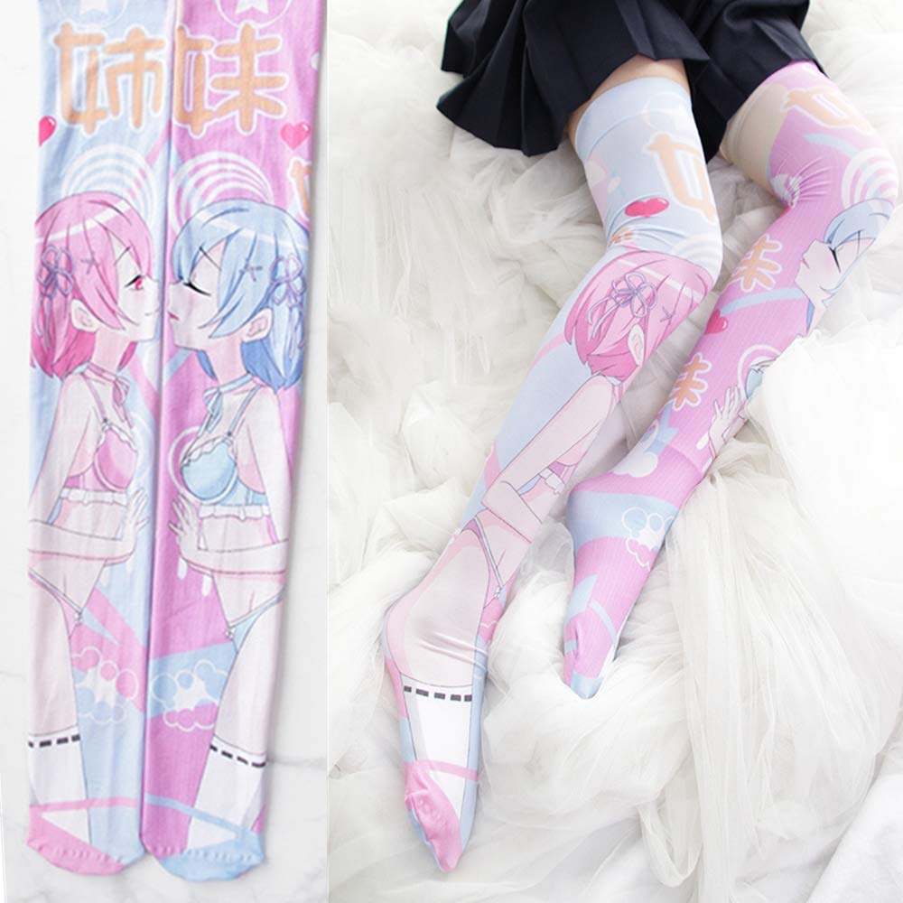 My Sky Knee High Socks - 3D Printed Long Stockings for Cosplay, Anime, Fashion & Daily Wear - Comfortable Tight High Socks for Women & Girls - Perfect for Costumes, School Uniforms & Winter Outfits