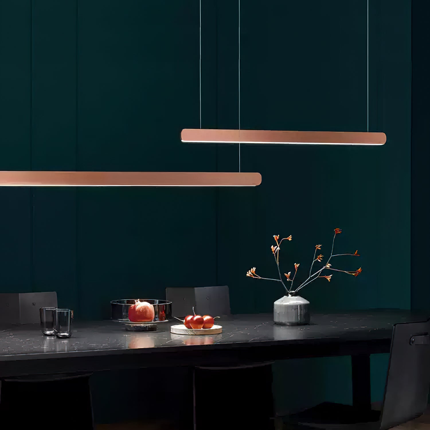 Modern Linear Pendant Light - Adjustable LED Hanging Lamp for Kitchen Island, Dining Room & Office - Sleek Minimalist Design with Warm/Cool Lighting Options