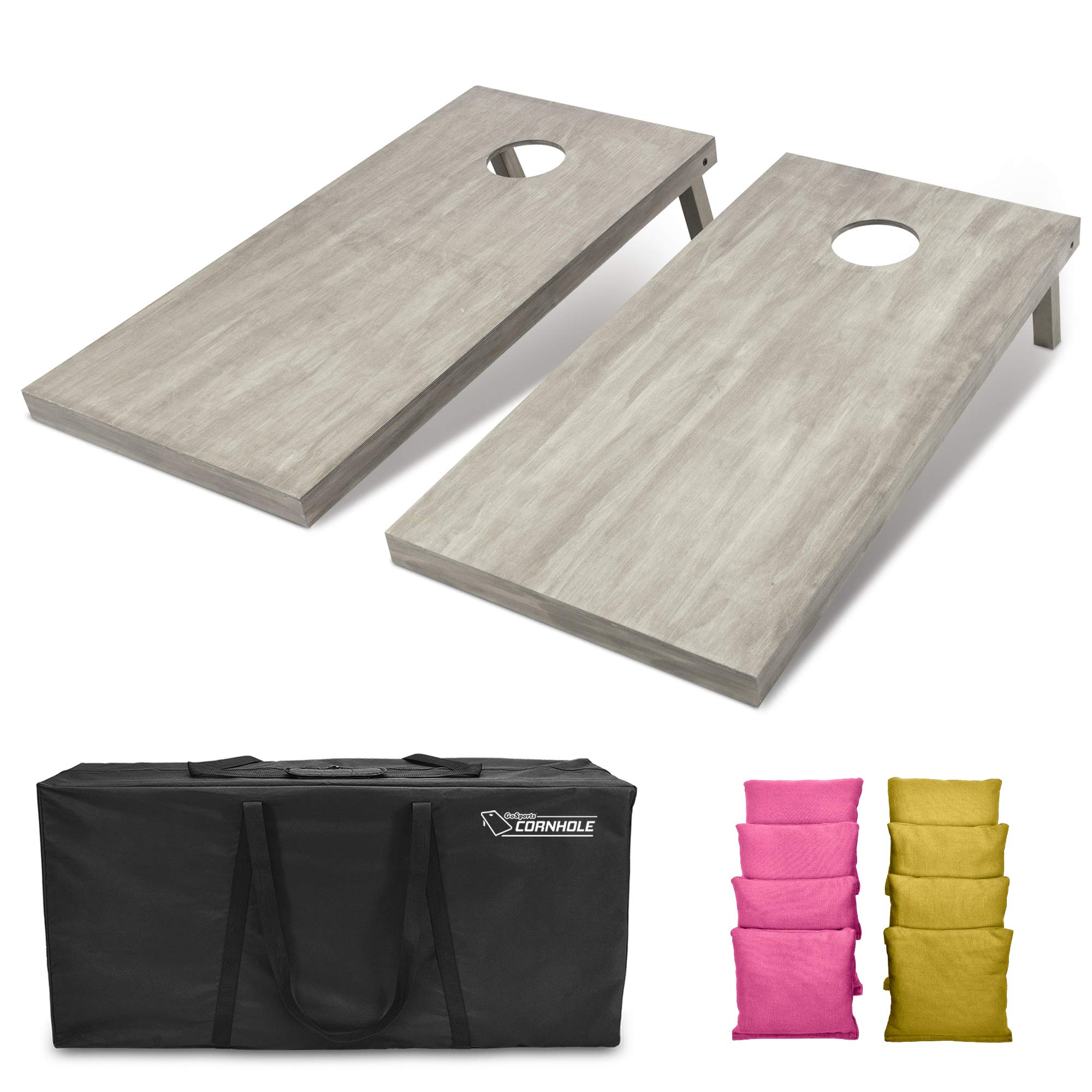 GoSports 4'x2' Regulation Size Wooden Cornhole Boards Set with Carrying Case & 100+ Bean Bag Color Options - Perfect for Backyard Parties, Tailgating, and Outdoor Games