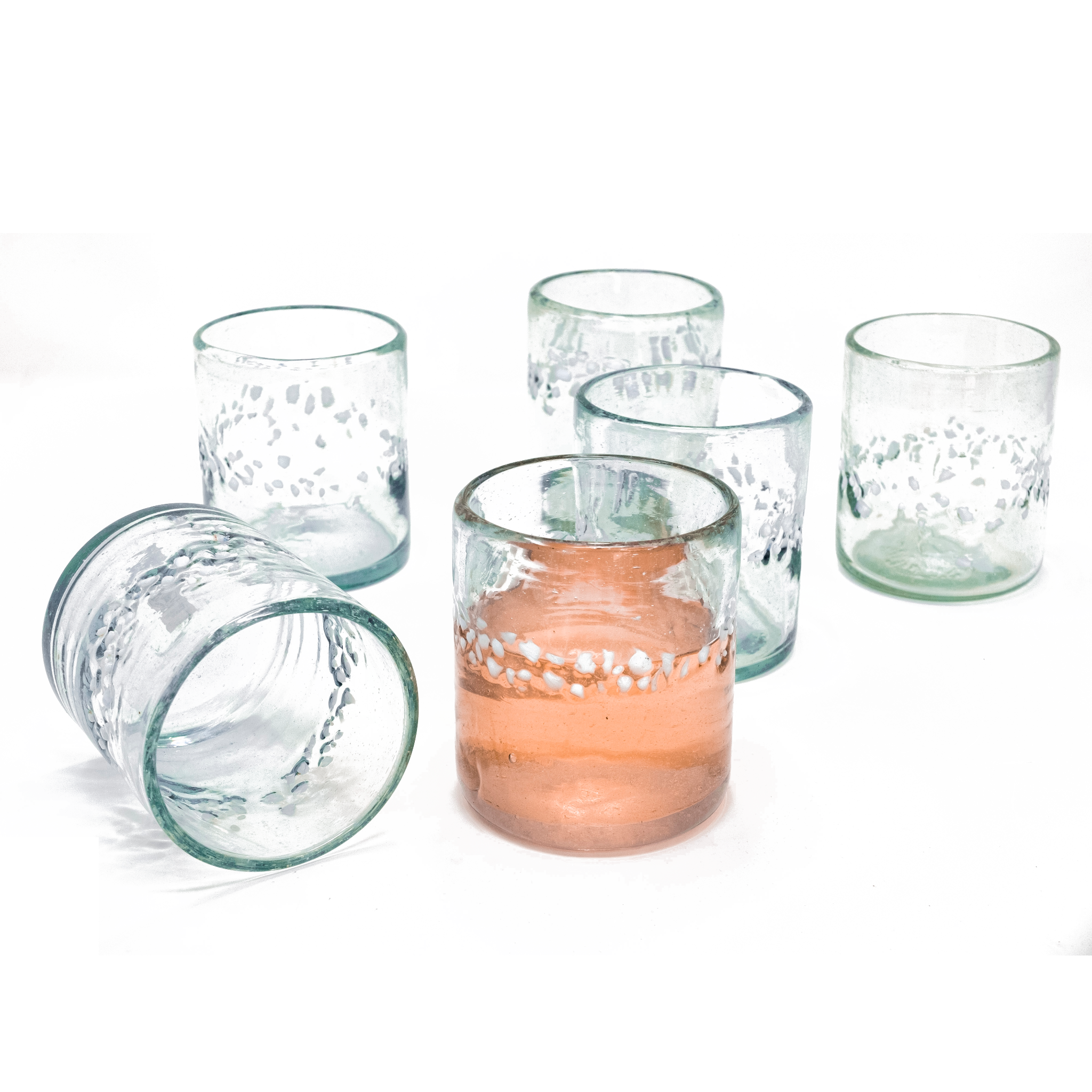 Handmade White Pebble Short Tumbler Set - 12 oz (6 Pack) - Perfect for Coffee, Tea, and Cold Drinks at Home or Office