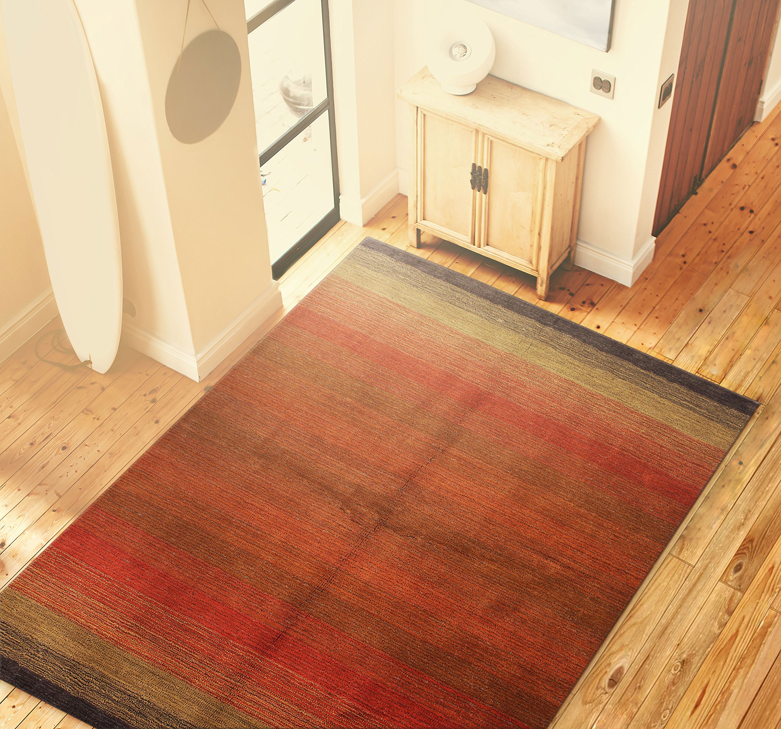Bashian Contempo ALM195 Modern Area Rug 7.6' x 9.6' Red - Perfect for Living Room, Bedroom or Office Decor