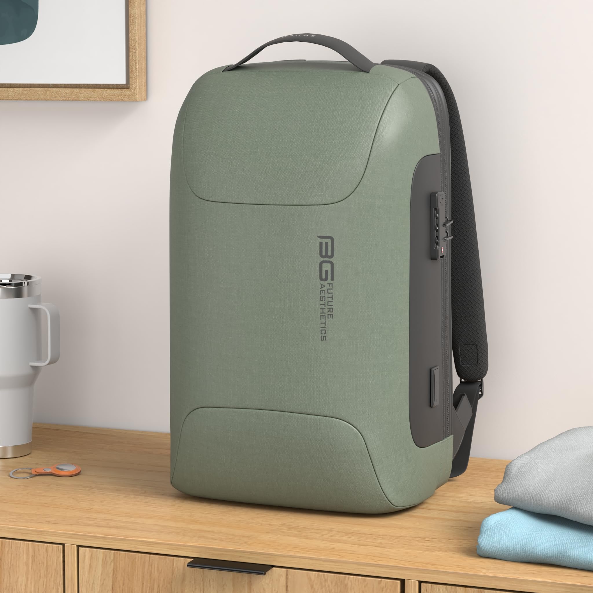 BANGE Anti-Theft Business Laptop Backpack with USB Charging Port - 15.6 Inch Water-Resistant Travel Backpack for Men & Women - Perfect for Office Commute, College, Business Trips & Airplane Carry-On