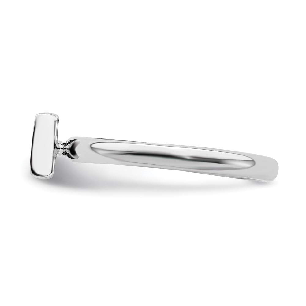 Sterling Silver Black Bow Stackable Ring with White Topaz for Daily Wear