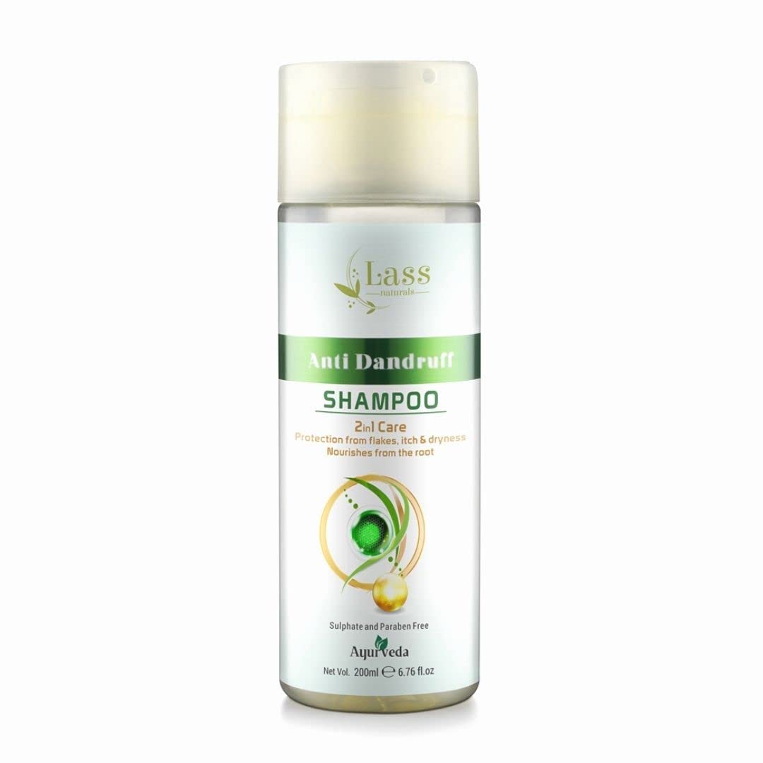 Lass Naturals Anti-Dandruff Shampoo for Women & Men with Tea Tree Oil & Vitamin E - Soothes Itchy Scalp, Fights Fungal & Bacterial Irritation - Perfect for Daily Hair Care & Scalp Health