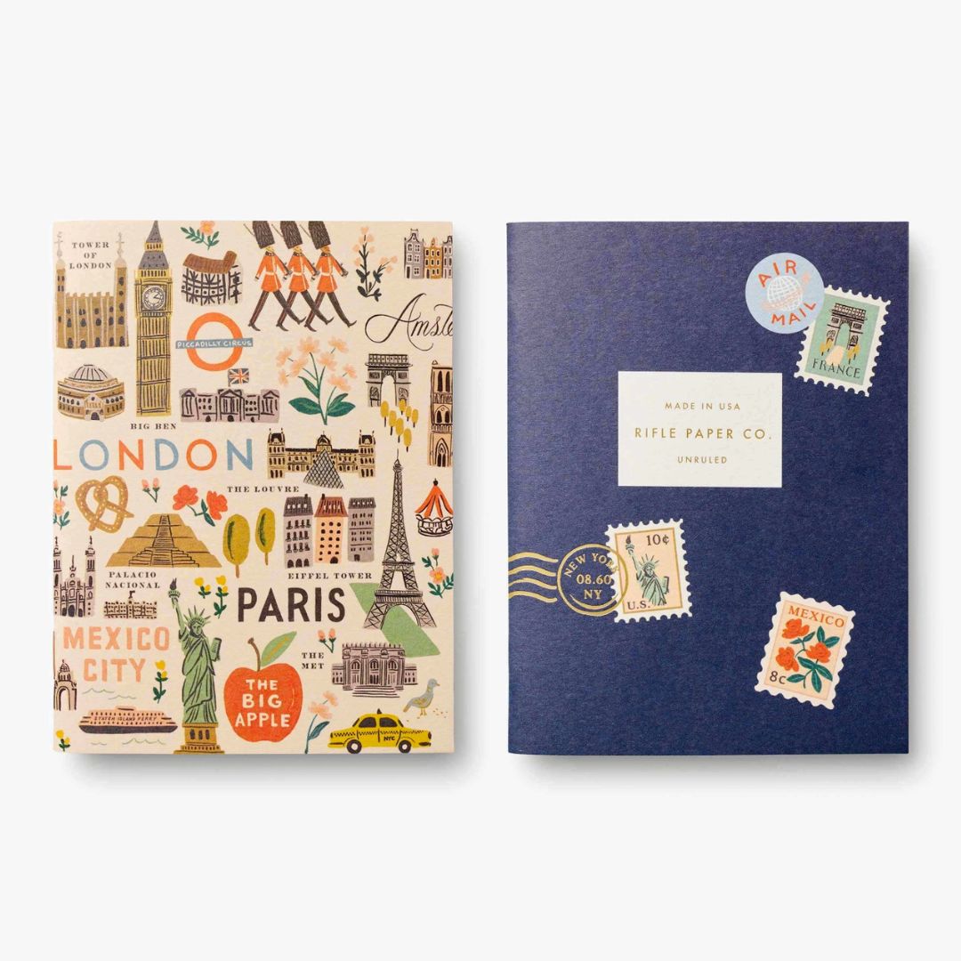 Bon Voyage Pocket Notebooks (Set of 2) - Compact Travel Journal for Writing, Sketching & Note Taking - Perfect for Vacation, Business Trips & Daily Use