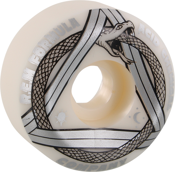 Acid Rem Serpent Sidecut 55mm 101a White/Silver Skateboard Wheels (Set of 4) - High Performance Wheels for Street Skating & Park Tricks