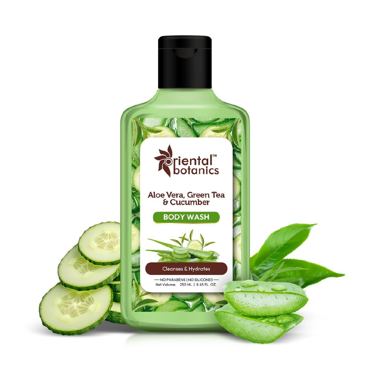 Aloe Vera, Green Tea & Cucumber Body Wash - 250ml | Natural Hydrating & Refreshing Shower Gel | Paraben & Sulfate Free | Cruelty-Free & Vegan | Perfect for Sensitive Skin & Daily Moisturizing