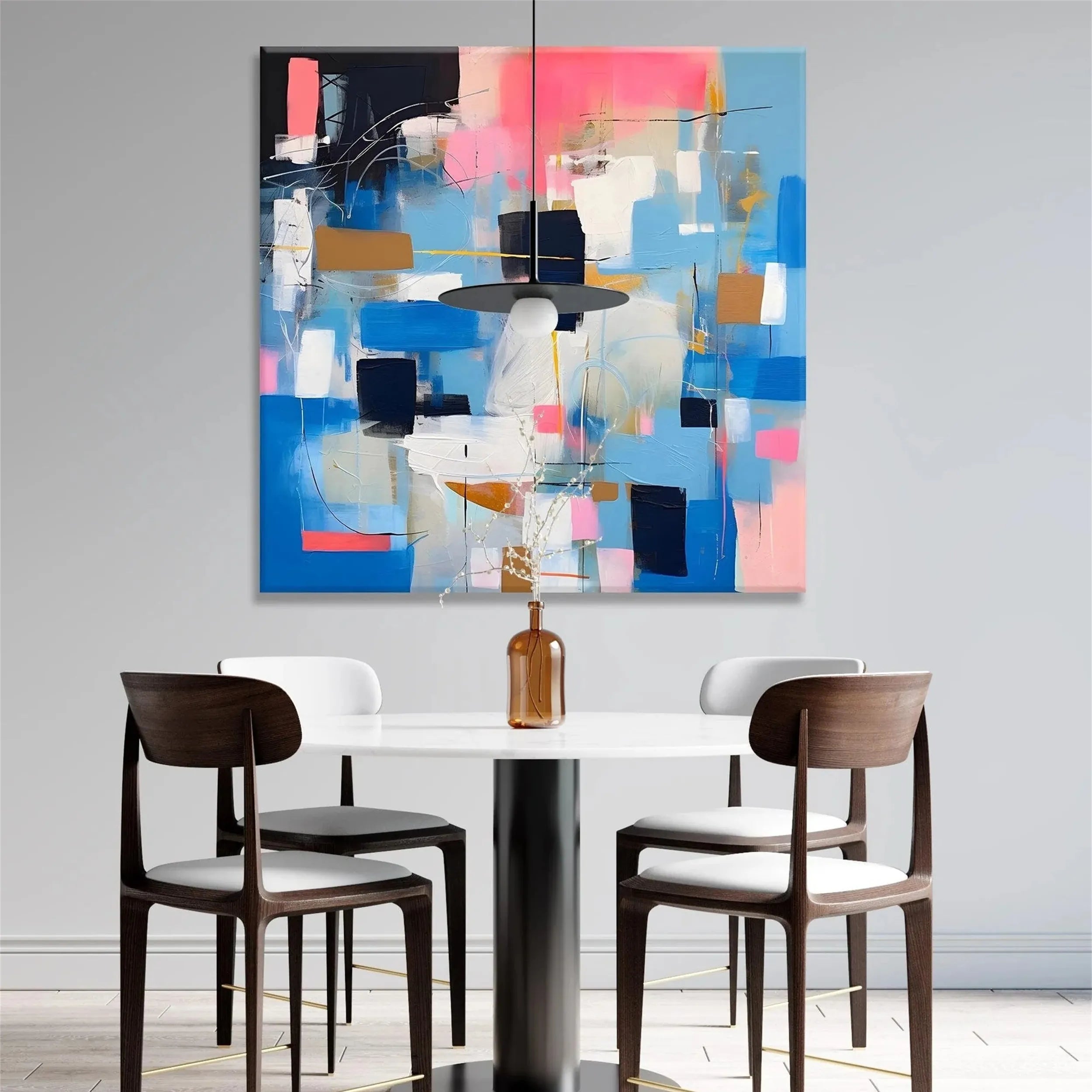 Blue & Green Abstract Wall Art Painting #BG073 - Modern Canvas Print for Living Room, Bedroom & Office Decor