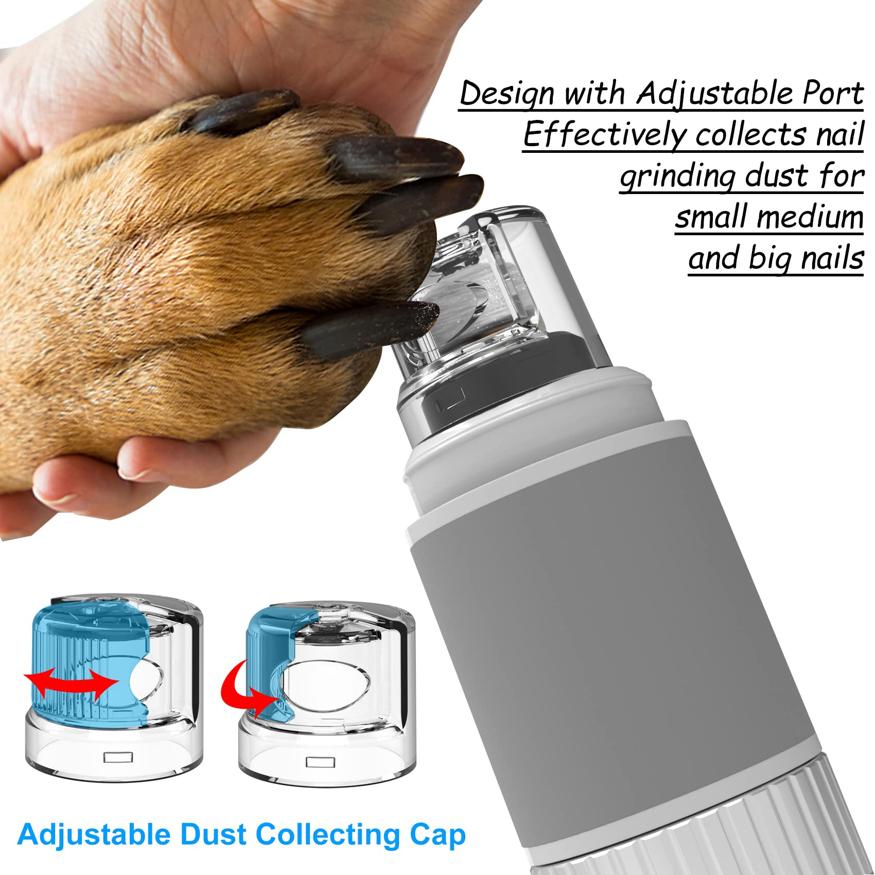 Professional Dog Nail Grinder - Quiet Electric Pet Nail Trimmer with 10-Hour Battery Life & Stepless Speed Control for Painless Grooming - Perfect for Large, Medium, Small Dogs and Cats - Ideal for Home Pet Care and Travel Grooming