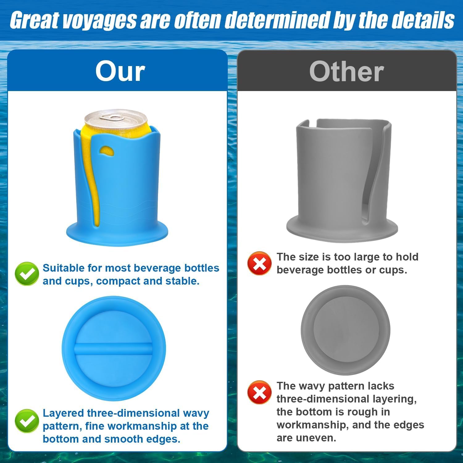 2Pcs Kayak Cup Holder - Universal Paddle Board Drink Holder for Surfboard, Fishing Boat & Kayak Accessories - Durable Water Bottle Holder for Outdoor Activities (Blue + Green) - Perfect for Kayaking, Paddle Boarding & Beach Adventures
