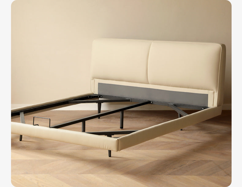 Organic Leather Suspended Bed Frame in Cream - Handcrafted Artisan Design for Modern Bedrooms | Perfect for Master Suites, Guest Rooms & Luxury Apartments