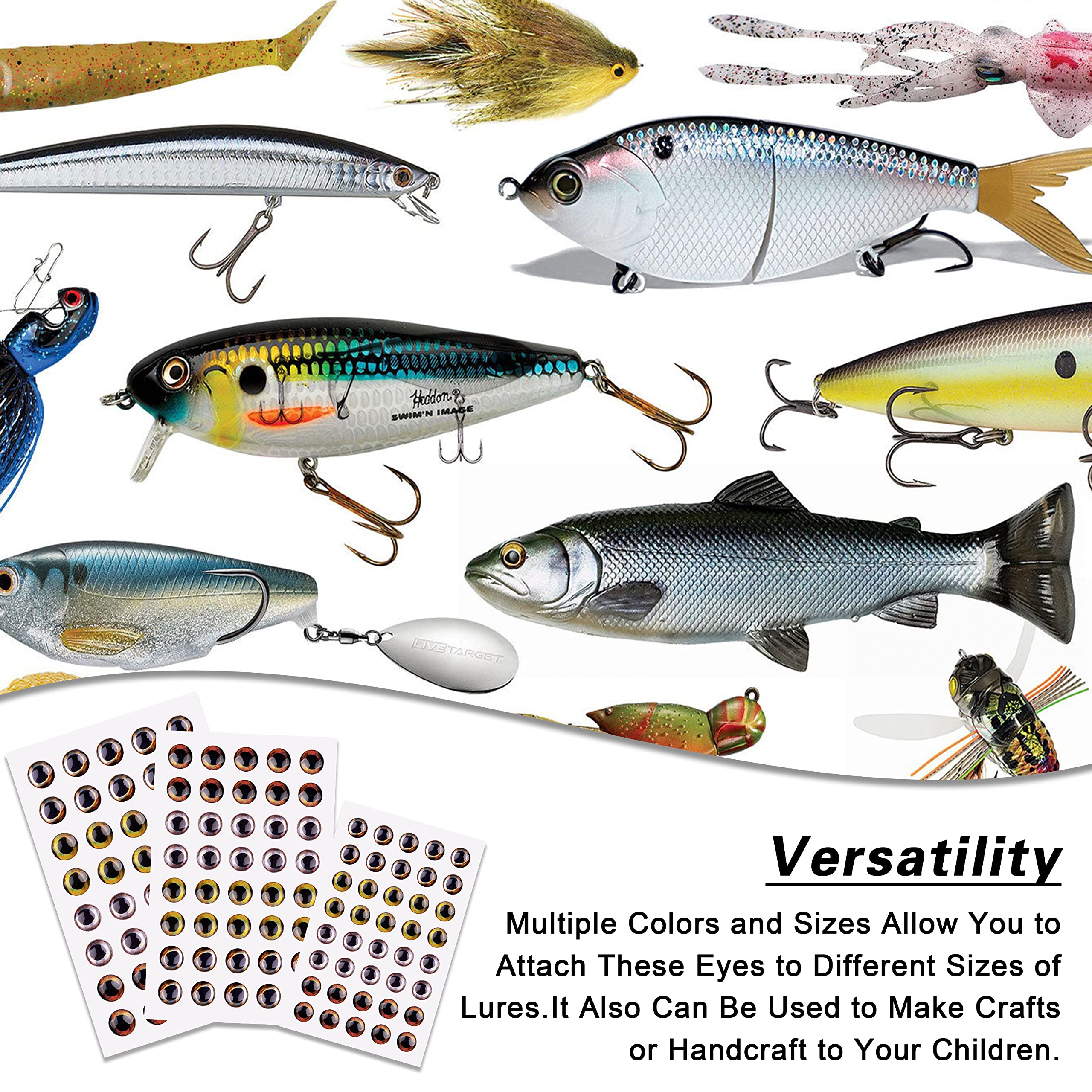 3D/5D Holographic Fishing Lure Eyes - Realistic Bait Rig for Fly Tying & Jigs DIY - Perfect for Bass & Trout Fishing