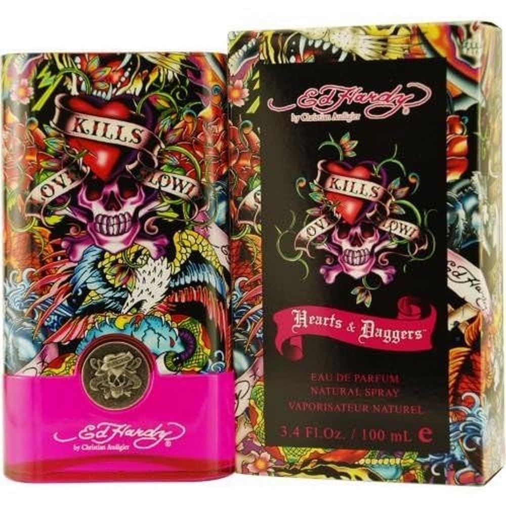 Ed Hardy Women's Perfume by Christian Audigier - Eau De Parfum, 3.4 Fl Oz | Hearts & Daggers Fragrance for Women - Long Lasting Floral Scent, Perfect for Date Night & Special Occasions