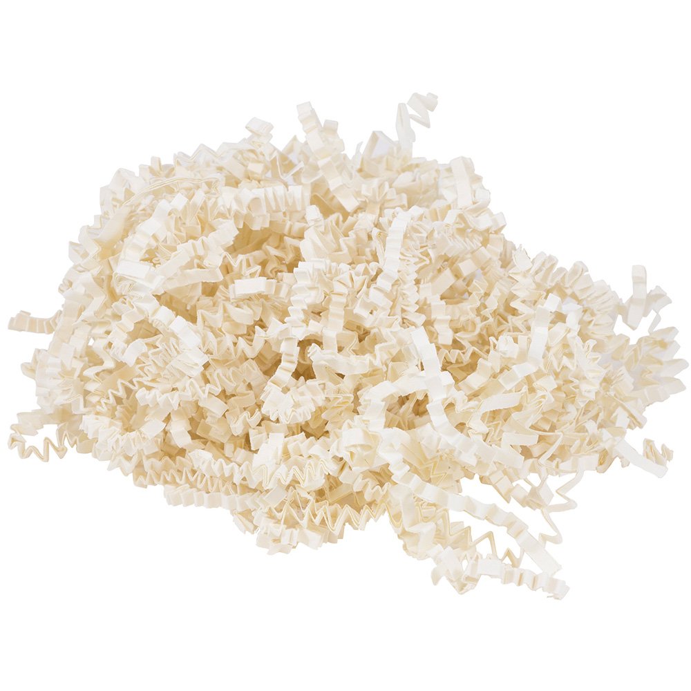 JAM PAPER Crinkle Cut Shred Tissue Paper - Ivory - 20 lb/box - Perfect for Gift Wrapping, Party Decorations & Craft Projects
