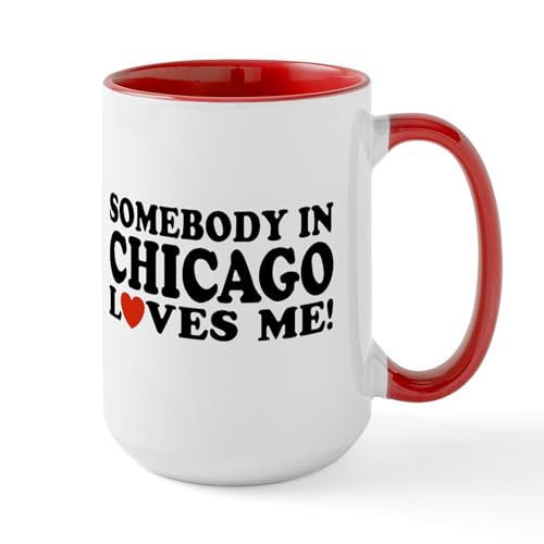 White/Red Inside - Somebody In Chicago Loves Me Large Mug