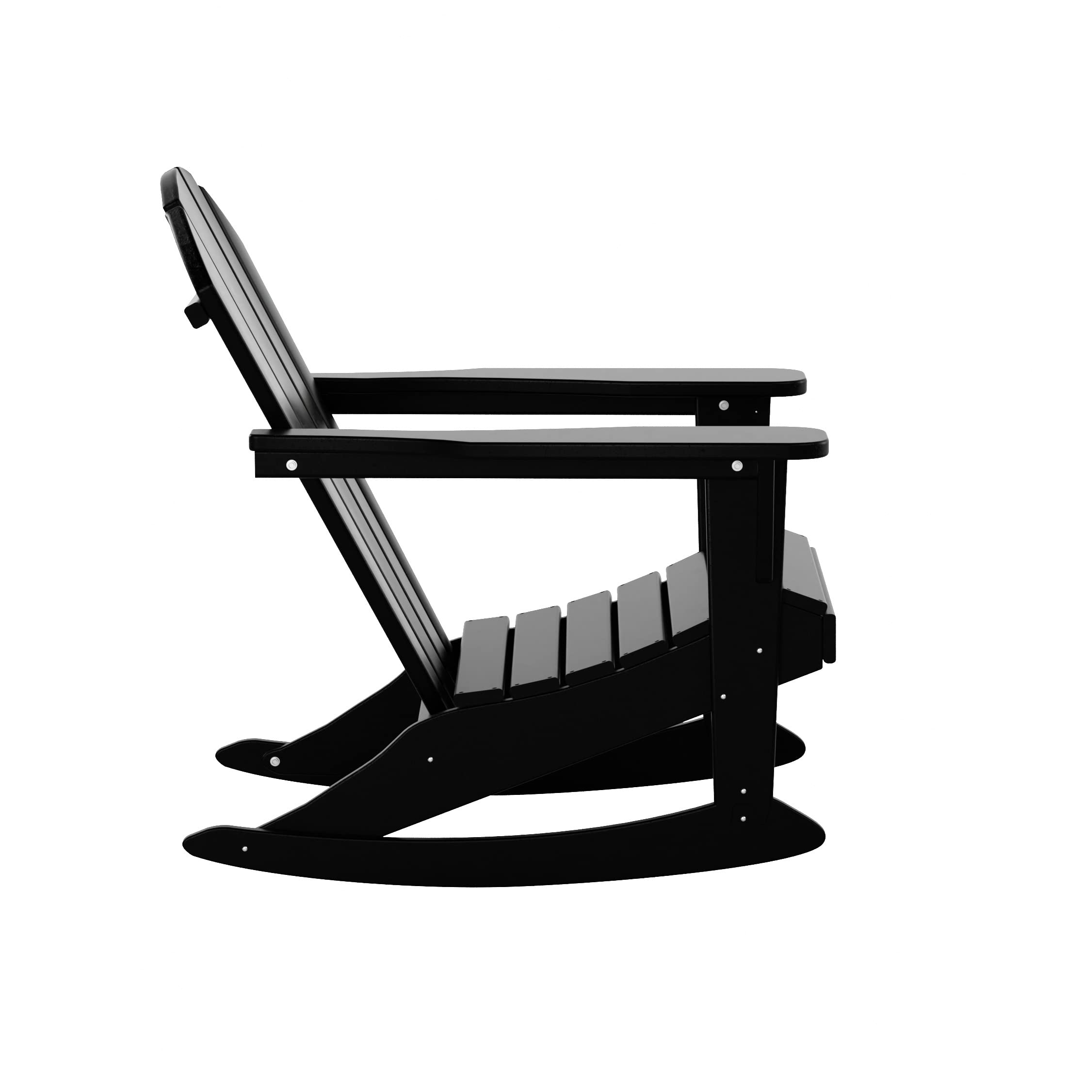 WestinTrends Malibu 2-Piece Outdoor Rocking Chair Set - All-Weather Poly Lumber Patio Furniture with Side Table - Black Adirondack Rockers for Porch, Garden & Backyard Relaxation