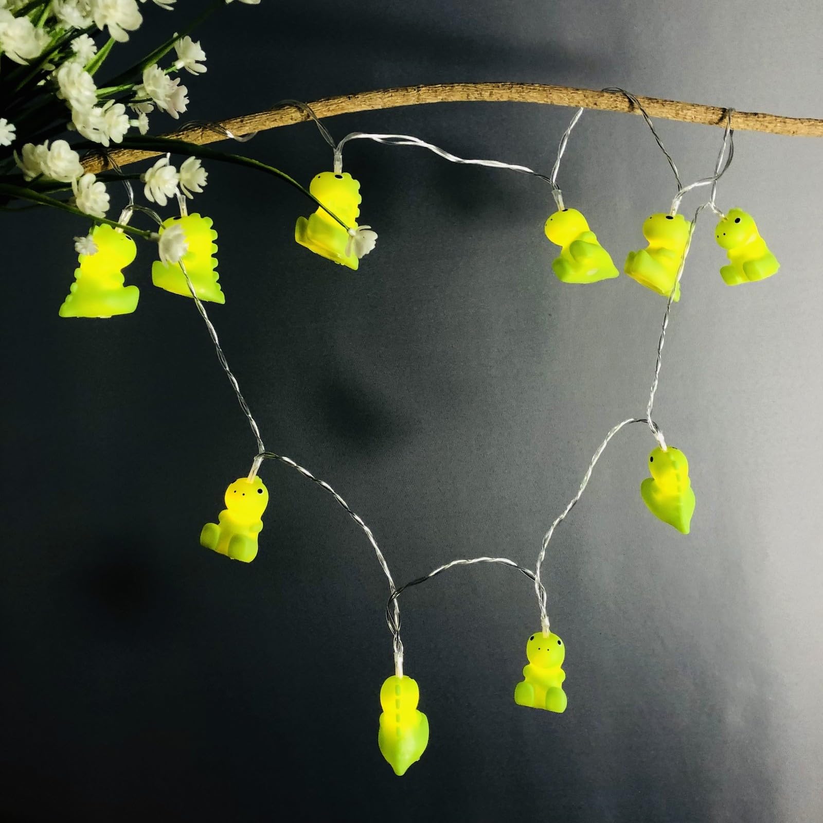 Dinosaur Night Lights for Kids - 5.4ft Battery Operated LED String Lights with 10 Warm White LEDs - Perfect for Bedroom Decor, Nursery, Birthday Parties & Holiday Decoration (1.65m Dinosaur Theme)