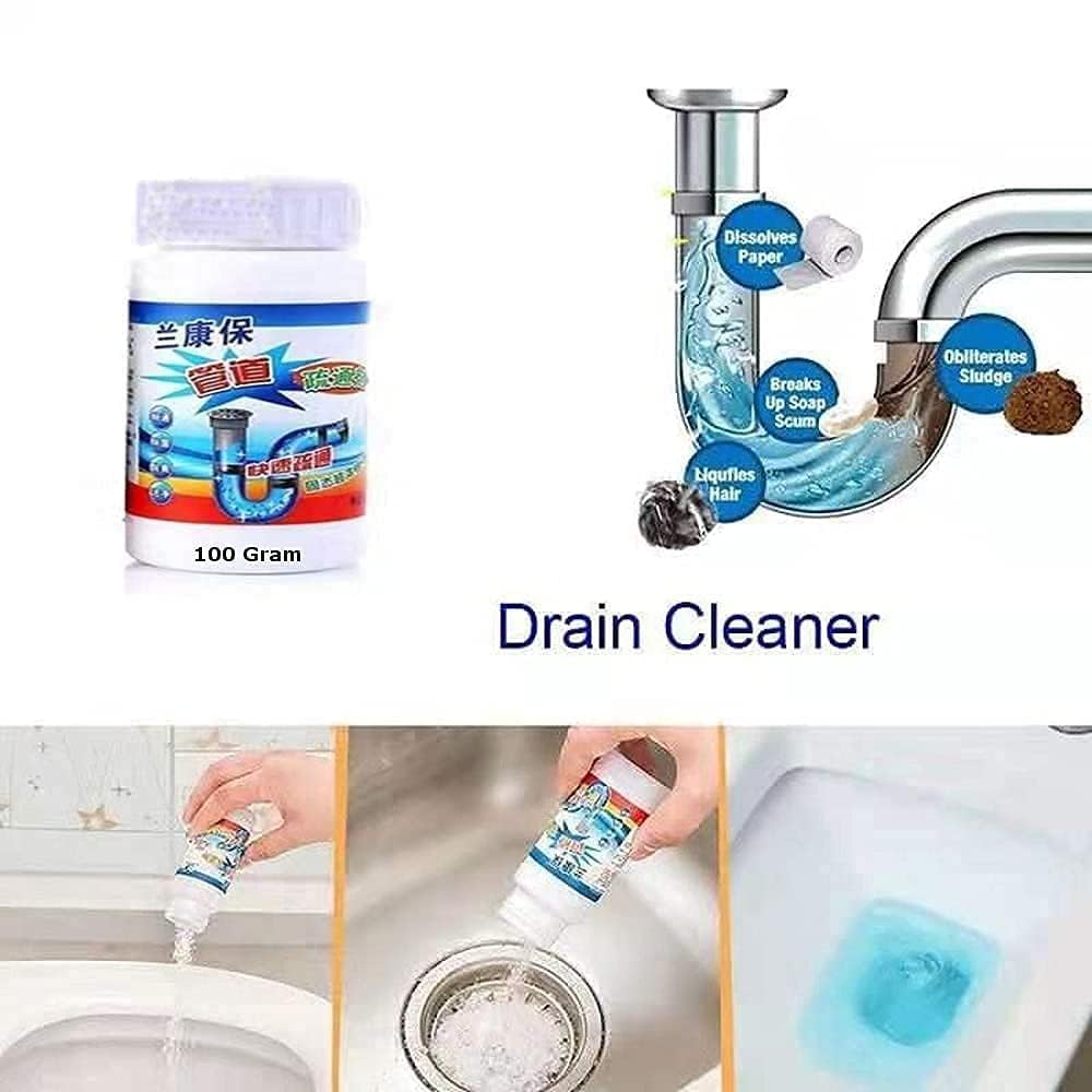 **Powerful Sink & Drain Cleaner Powder - Fast Unclogging for Kitchen & Toilet Pipes - 110g Pack (1 Pack) - Ideal for Hair, Grease, and Food Waste Removal**