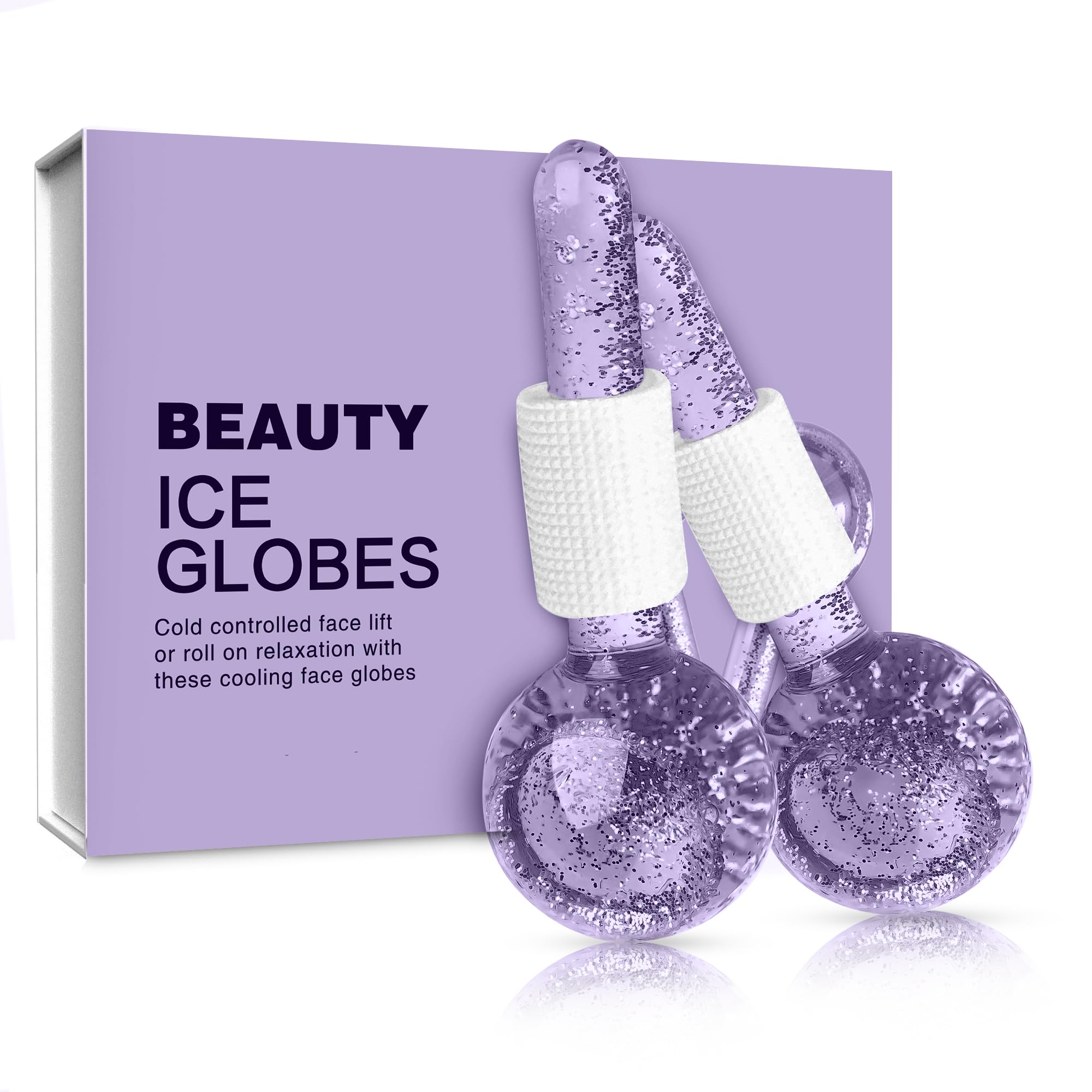 2Pcs Ice Globes for Face & Neck – Cooling Facial Massage Tool for Skin Tightening, Anti-Aging & Puffiness Reduction – Purple Ice Roller for Wrinkle Care & Eye Refreshment – Perfect for Morning Routine, Spa Days & Post-Workout Skin Recovery