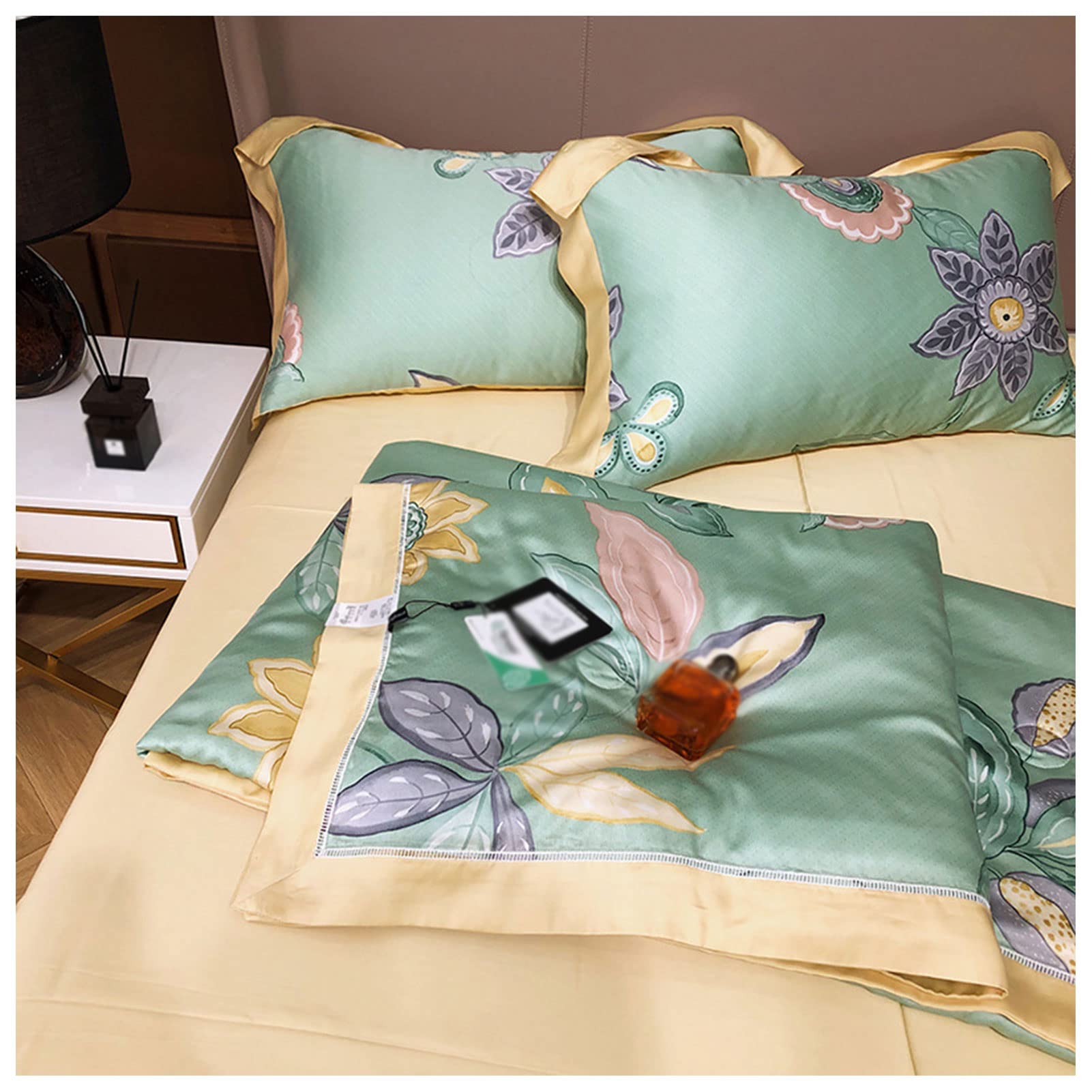 Breathable Tencel Summer Cooling Quilt Set - Lightweight & Washable 4-Piece Bedding for Hot Weather (1 Quilt, 1 Sheet, 2 Pillowcases, 200x230cm) - Perfect for Air-Conditioned Rooms & Summer Nights