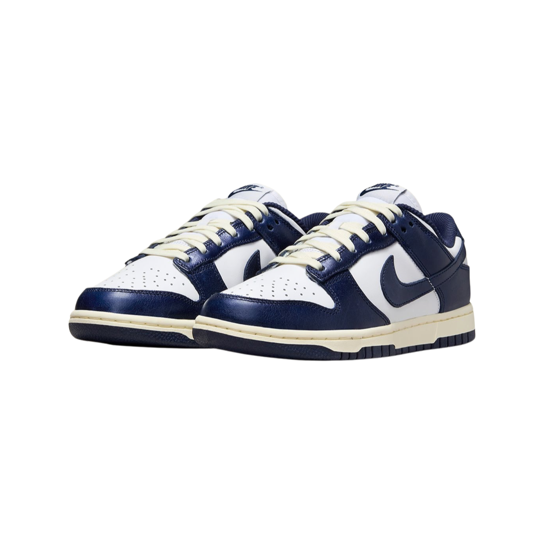Nike Women's Dunk Low Premium Vintage Navy Sneakers - Retro Basketball Shoes for Women - Casual Streetwear & Gym Workout Fashion