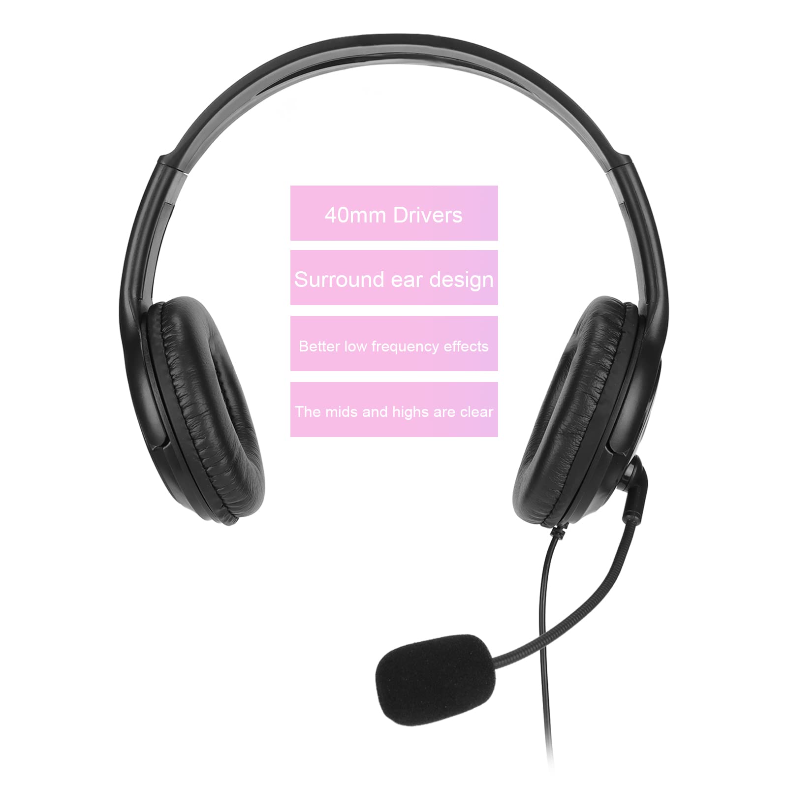 Wired Gaming Headset with Adjustable 120° Stereo Surround Sound, Volume Control & Noise Cancellation, Gaming Headphones with Microphone, 3.5mm Jack - Perfect for PC, PS4, Xbox & Online Gaming