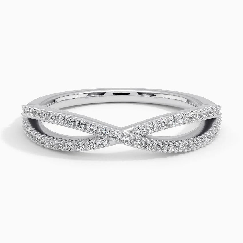 Entwined Crossover Wedding Band Ring LR110 - Elegant 14K Gold or Sterling Silver Bridal Ring for Women, Perfect for Engagement, Anniversary & Romantic Occasions