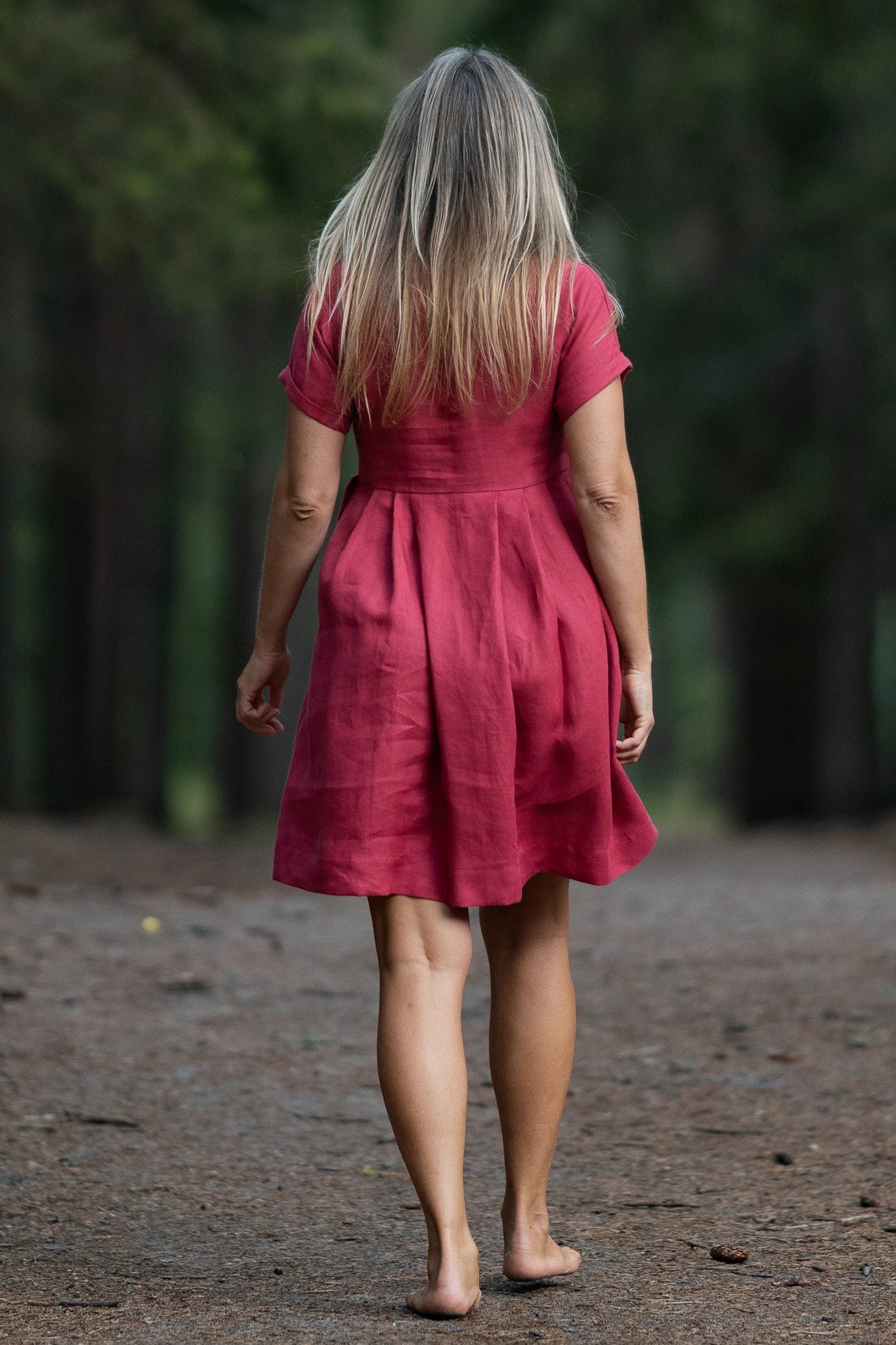 LAURA Linen Button Down Dress in Raspberry - Flowy Casual Summer Dress for Women, Perfect for Beach, Brunch & Office Wear