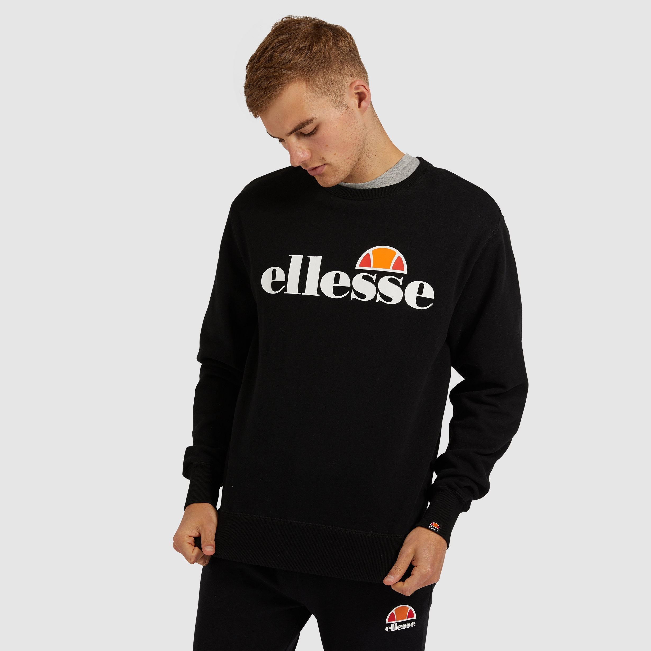 Ellesse Men's Succiso Black Sweatshirt - Comfortable Casual Pullover for Gym, Running & Streetwear Fashion