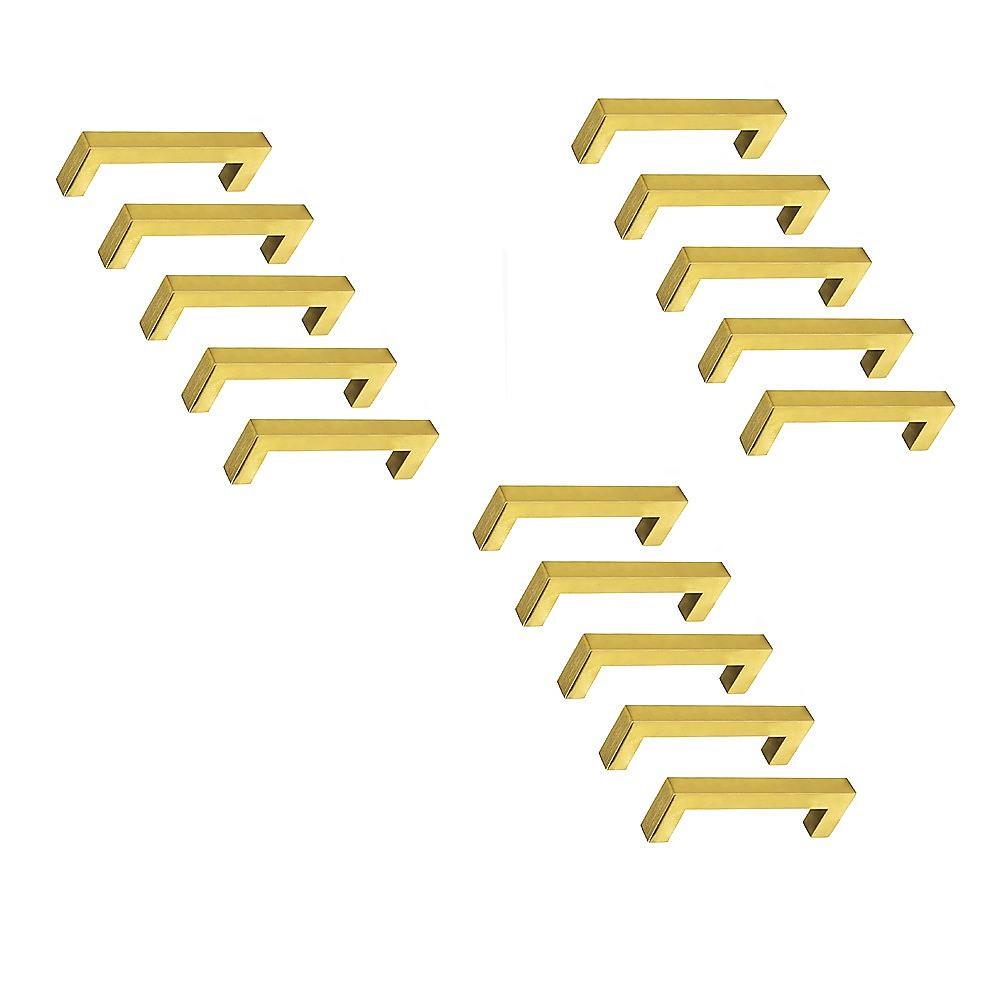 15 Pack Brushed Brass Drawer Pulls - 96mm Kitchen Cabinet Handles with Gold Finish - Perfect for Modern Cabinets, Dressers & Furniture Upgrades