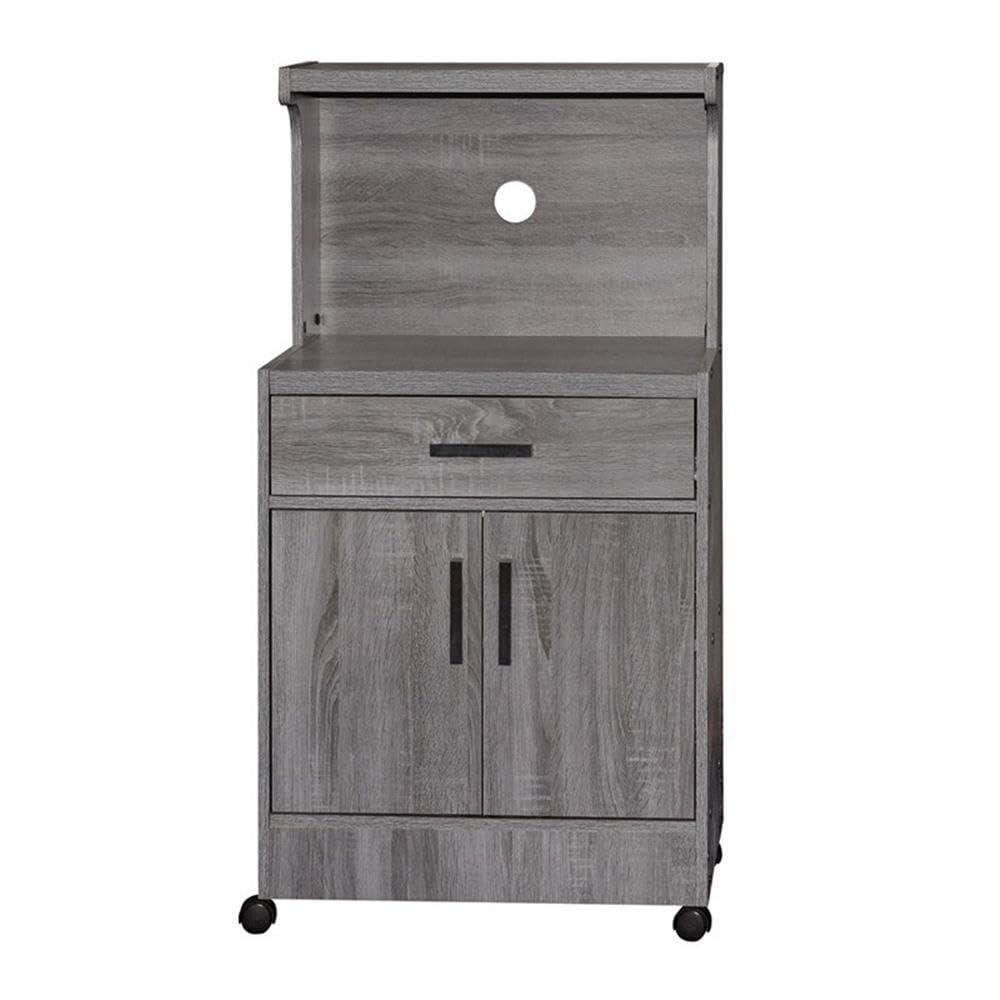 Better Home Products Shelby Kitchen Wooden Microwave Cart in Gray - Space-Saving Organizer for Small Kitchens, Dorm Rooms & Apartments